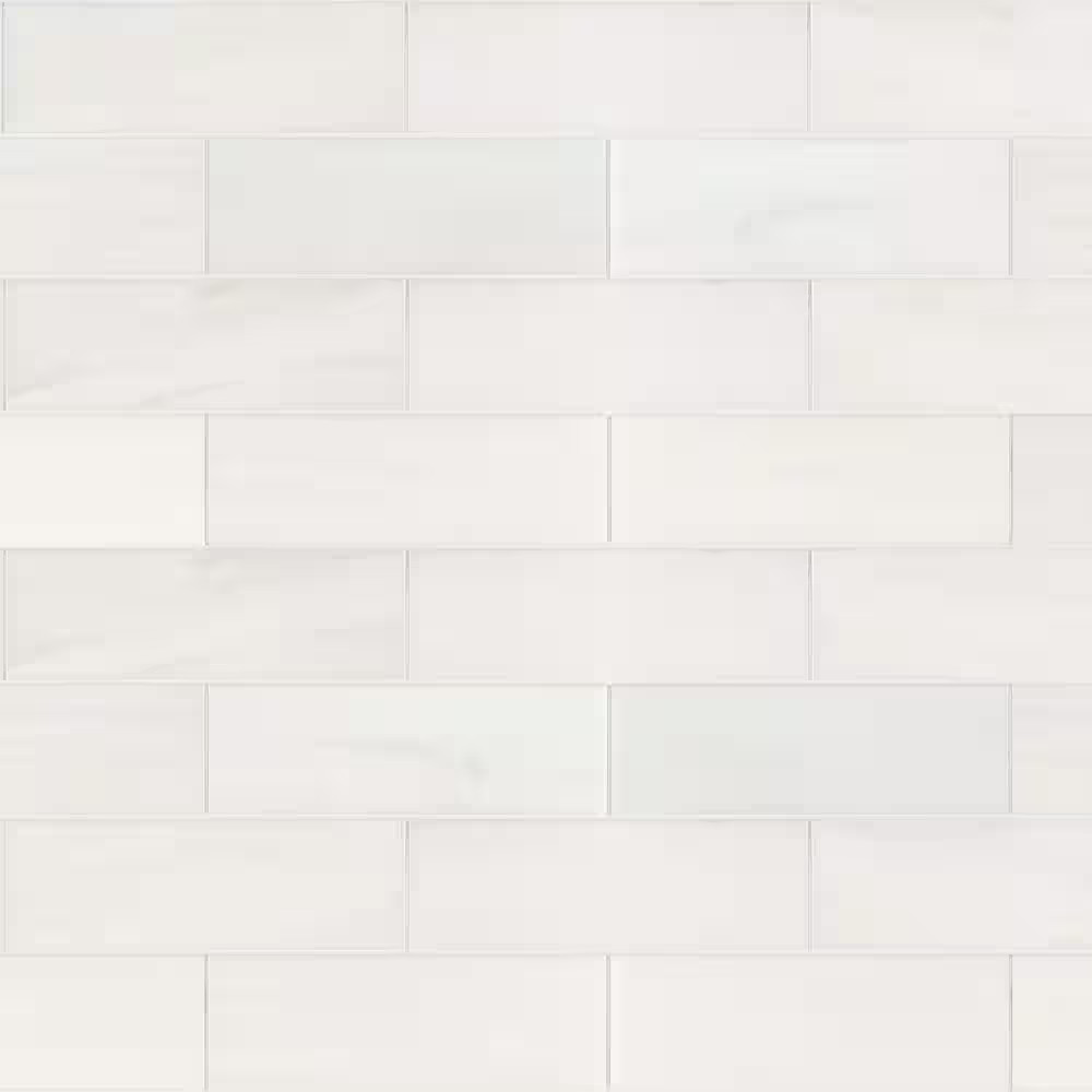 Bianco Dolomite Polished Marble Tile, 4 In. X 12 In. Floor and Wall (5 Sq. Ft./C
