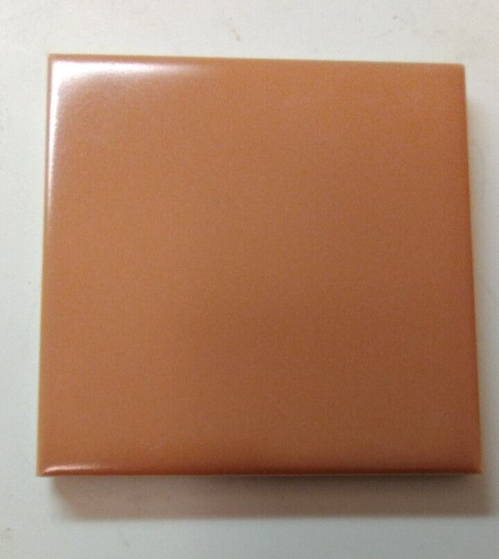 1 Wall Tile Mosaic USA 4-3/8″ Square Semi Gloss Coral Pink Ceramic 1950s Vintage