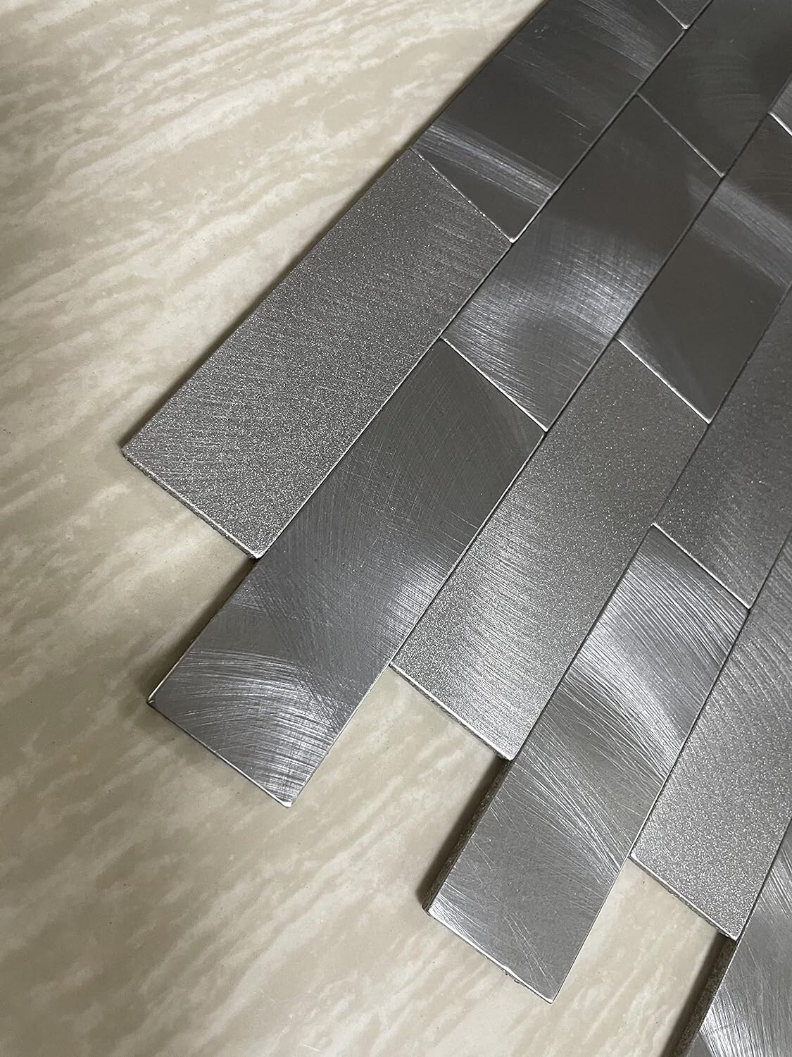 10 Sheets Backsplash for Kitchen Bathroom Self-Adhesive Metal Aluminum 3D Grey
