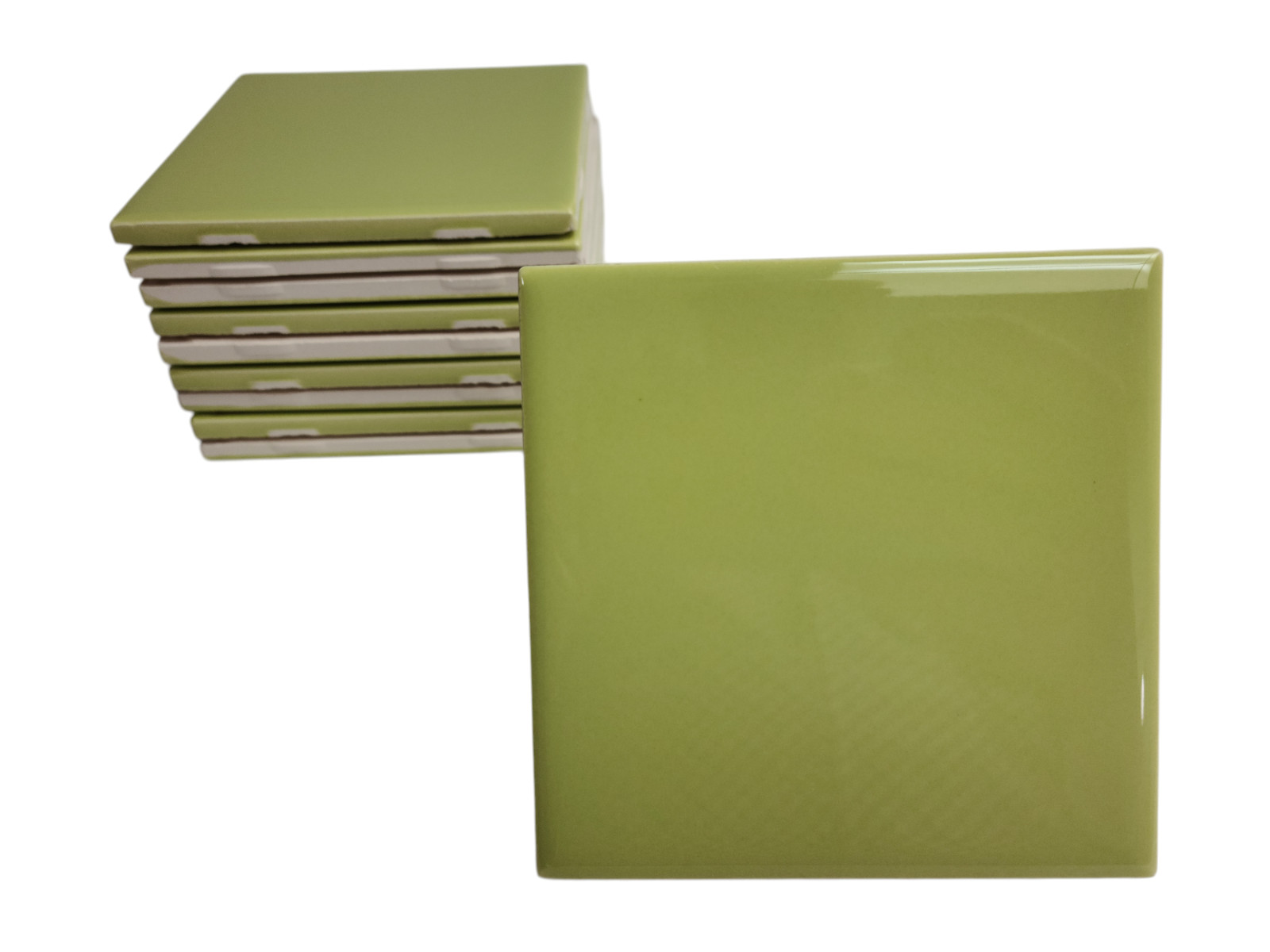 Lime Green Ceramic Tile Shower Backsplash 4.25 in Subway Mid Century Modern