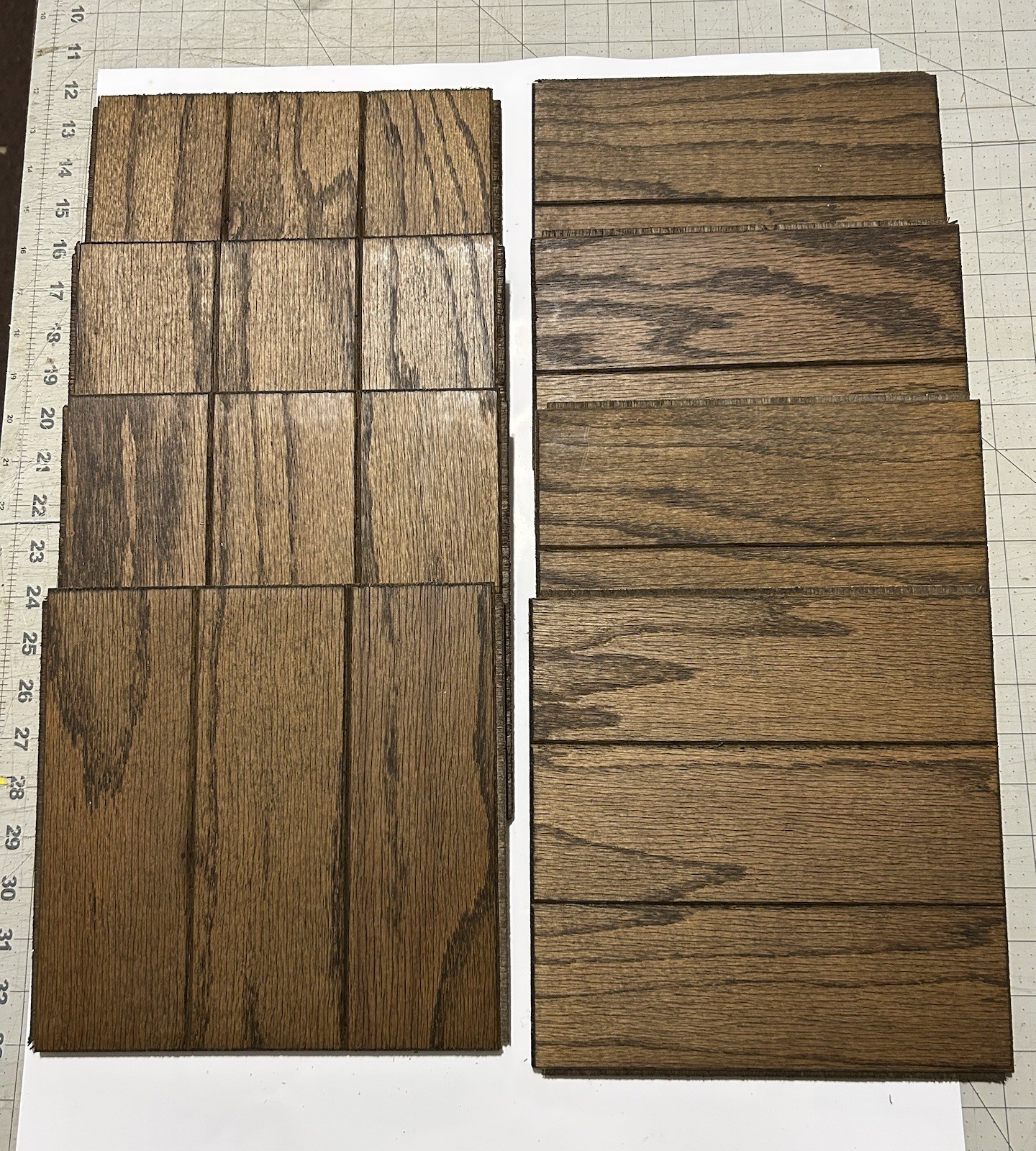 NOS BRUCE Oak 9″x9″x3/8″ Grooved Parquet Tiles 18sqft “MELLOW BROWN”
