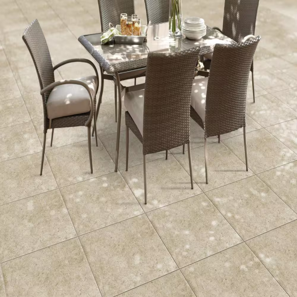 Porcelain Paver Stone Look 24×24 Outdoor Patio Pool Deck Beige Tile Slipproof