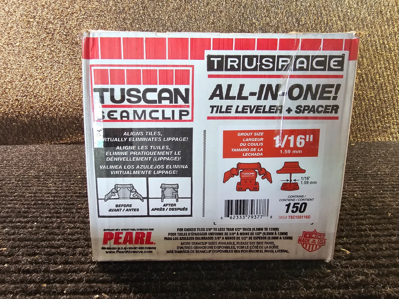 (QTY 150) Pearl Tuscan TSC150116O 1/16 in Tile Leveler/Spacer System – Orange