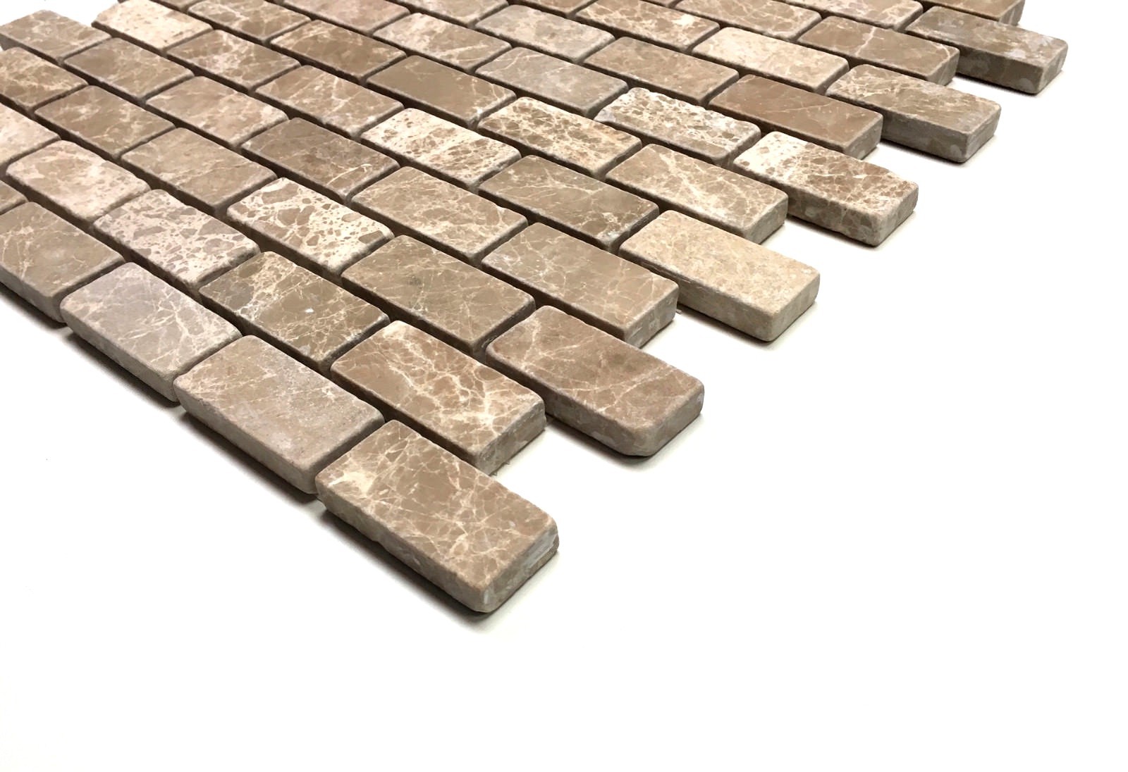 Emperador Light 1″x2″ Tumbled Marble Mosaic Tile Wall Backsplash Floor Kitchen