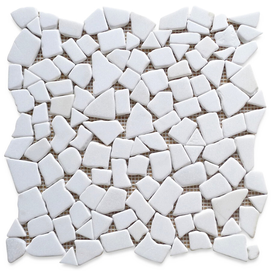T98T Tumbled Thassos White Marble Pebble Stone Non Slip Shower Floor Tile