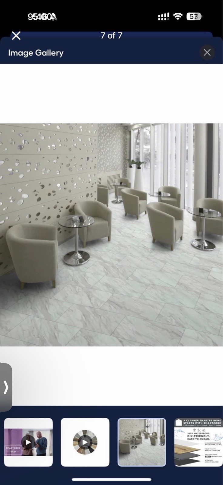 SMARTCORE Floors Gardena Marble Waterproof Vinyl Tile Flooring 20 Mil 7 Cases