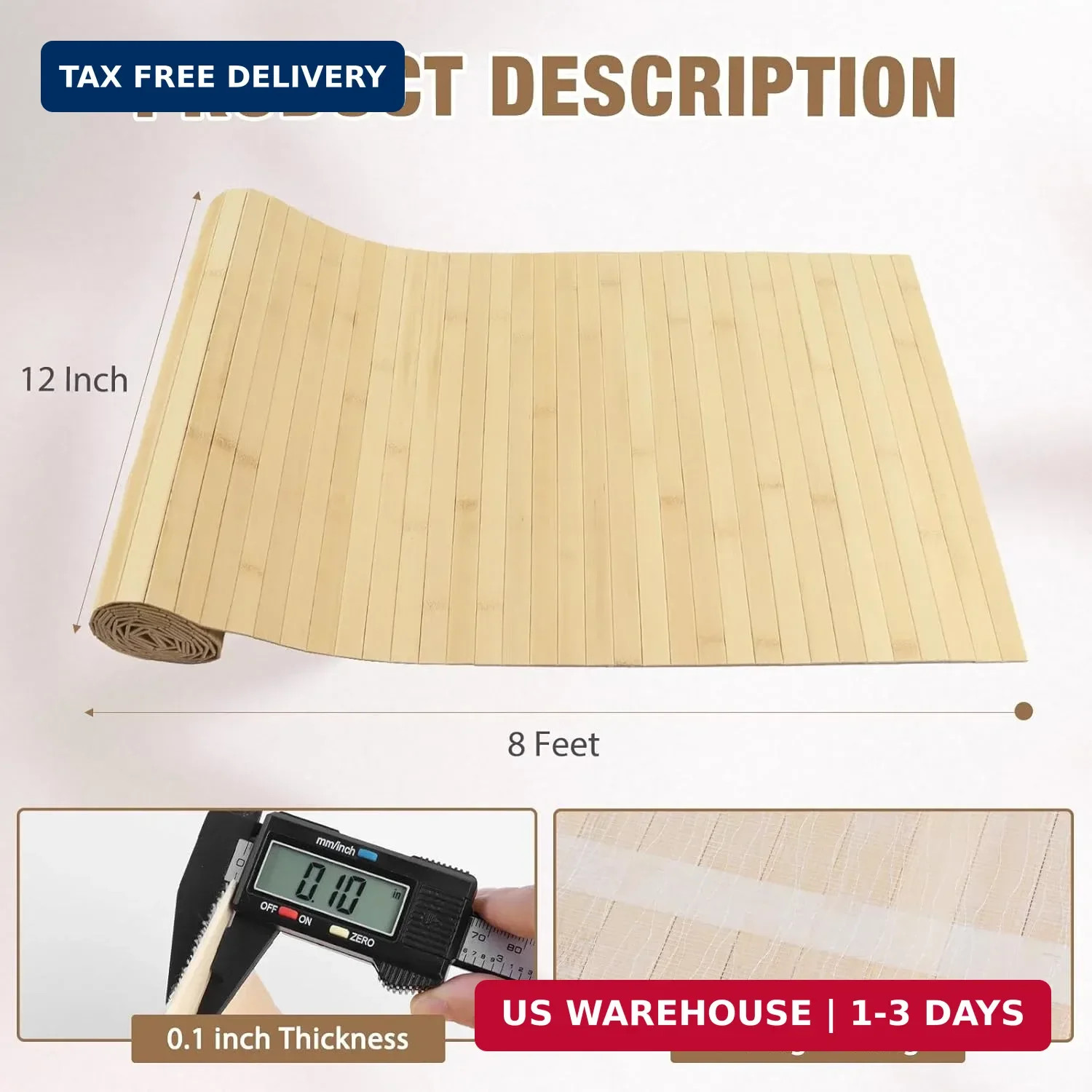 Natural Bamboo Wall Panel Covering Roll, Flexible Pole Wrap Wainscoting Interior
