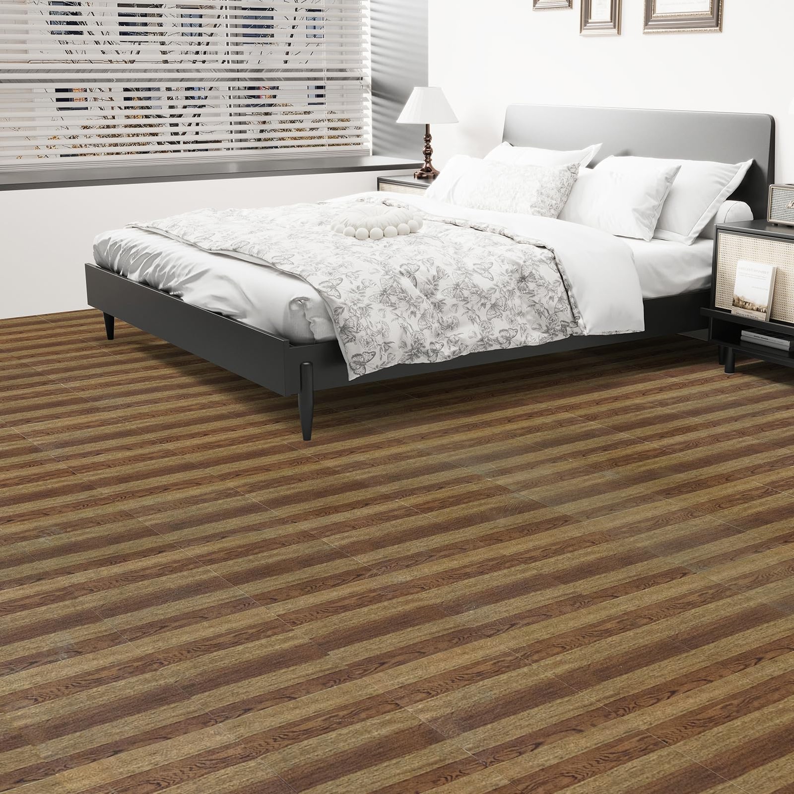 30-Pack Peel and Stick 12 x 12in Vinyl Wood Texture Flooring Tiles, Waterproo…