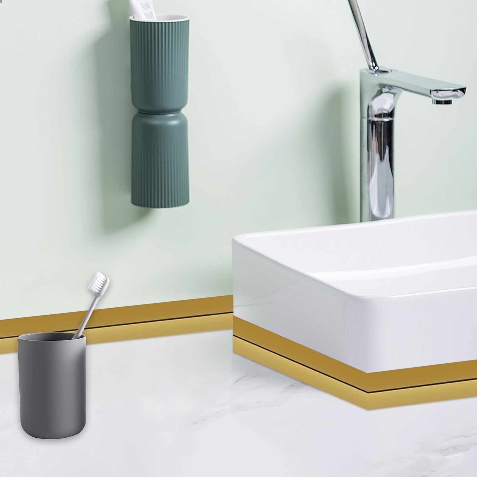 Gold Peel And Stick 16.4 ft x 1.6 Inch Wall Moulding Frames For Kitchen Bathroom