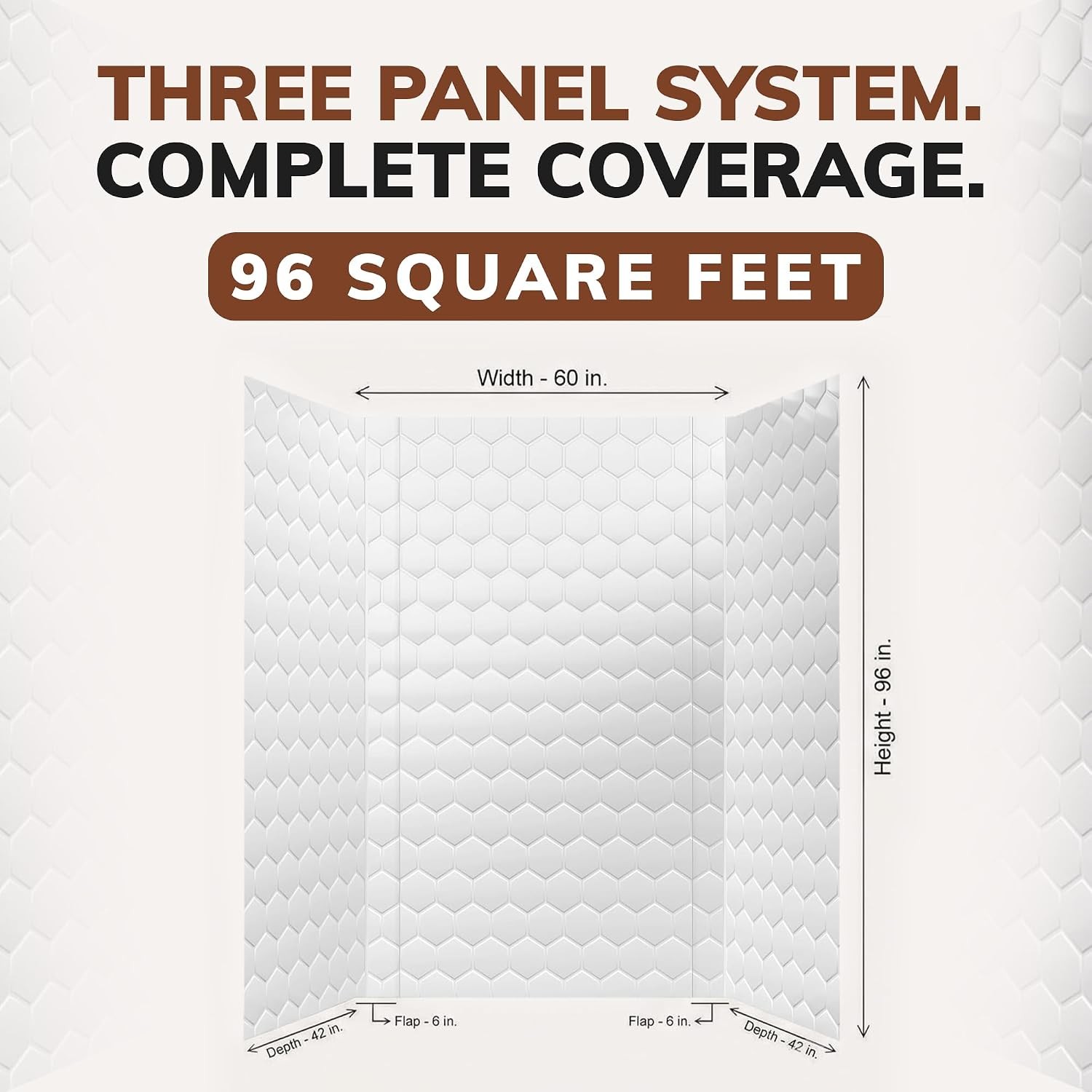 133-WHITE-HEX-KIT Hex Tile – Tub and Shower Wall Panels Surround (Covers/ 96