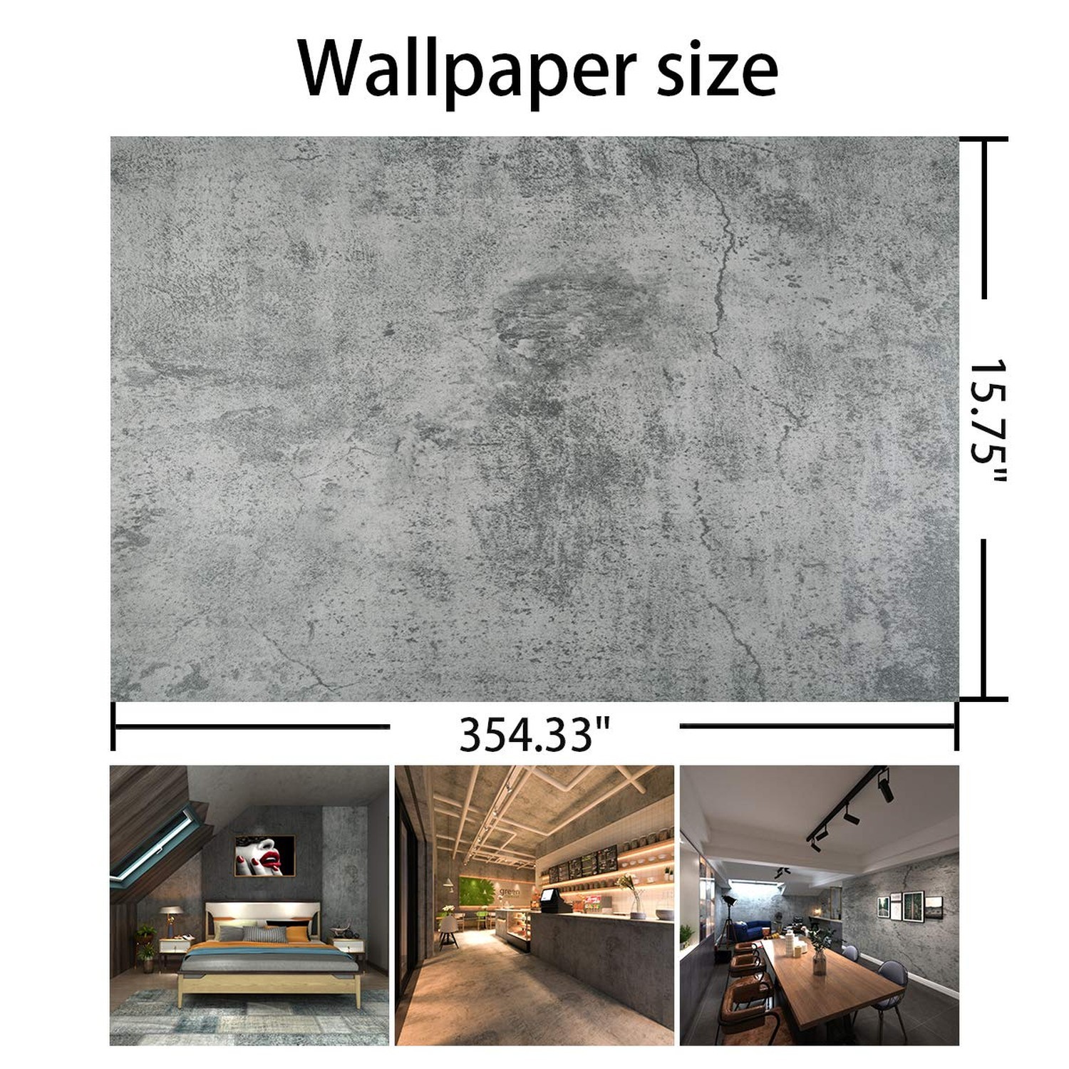BAYYA Concrete Wallpaper Countertops Contact Paper Grey Cement Wallpaper Peel…