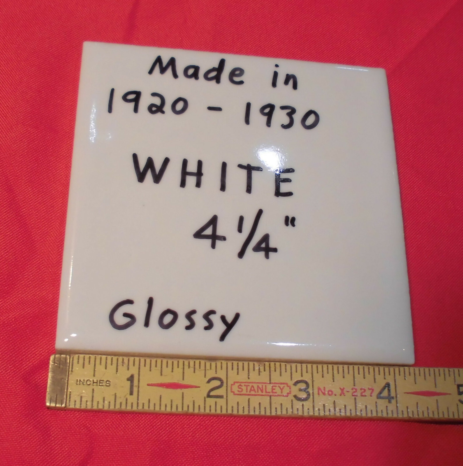 1 pc.*Vintage White* 4-1/4″ X 7/16″ Thick Glossy Ceramic tile; Criteria 1920’s