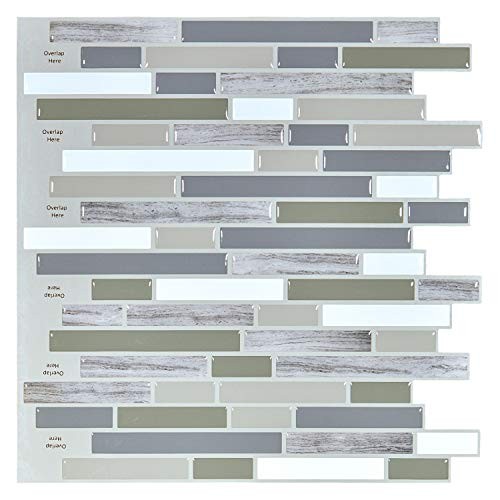 ART3D Peel and Stick Wall Tile for Kitchen/Bathroom Backsplash, 12″x12″ (Multi)