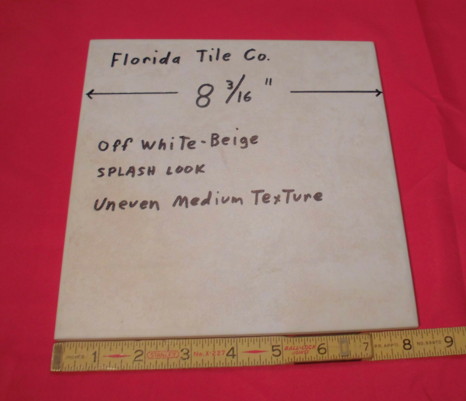 1 pc. Florida Ceramic Floor Tile 8-3/16″ *off-white beige* medium textured New
