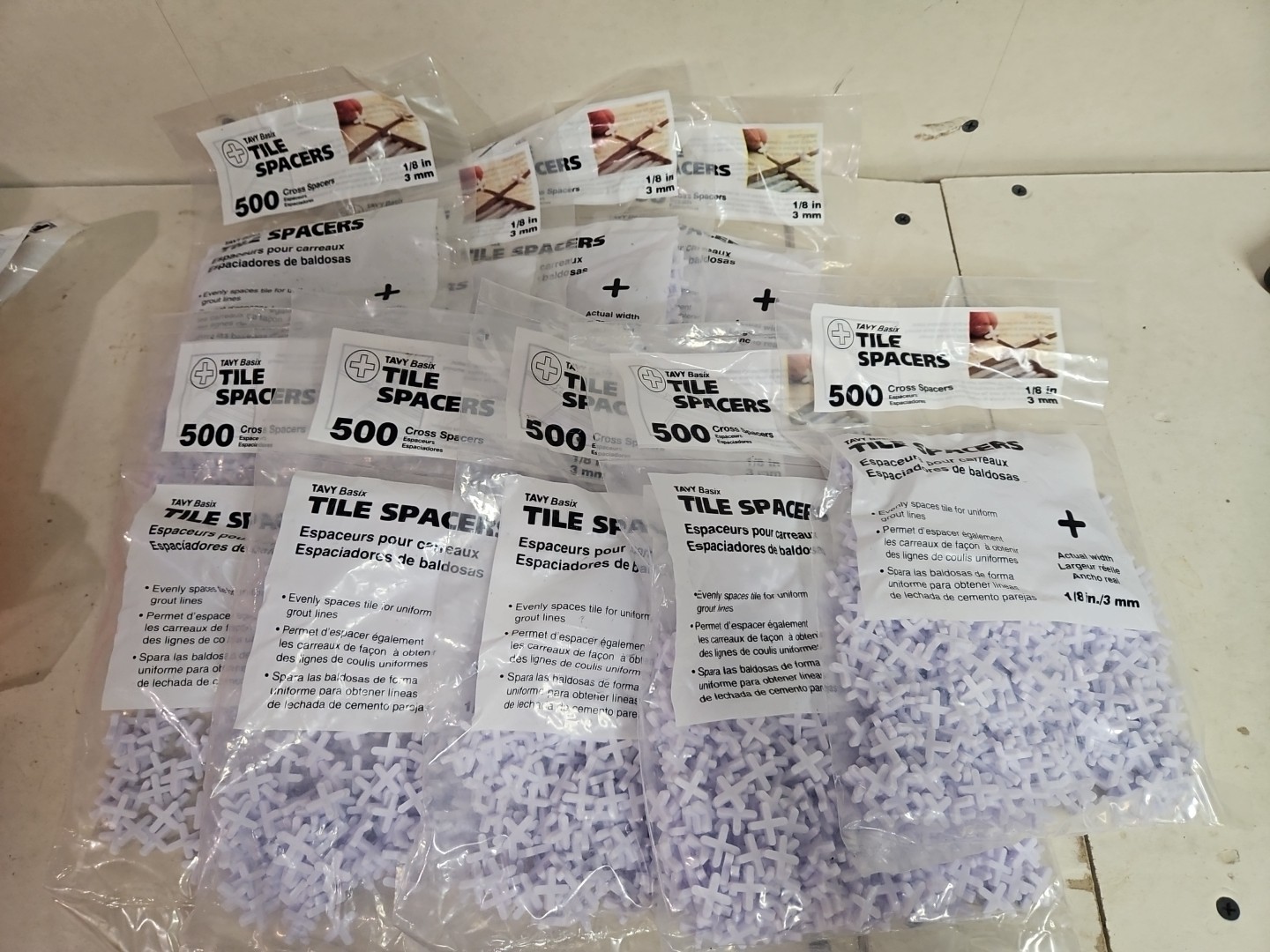 9 Bags Of Tile Spacers (1/8 In./3 mm) 500 Per Bag