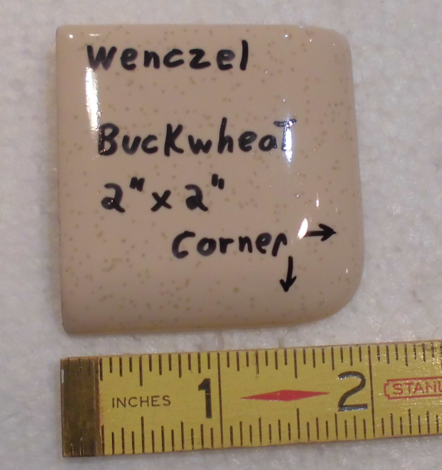 Buckwheat 2″ X 2″ X 5/16″ Ceramic Surface Bullnose Corner Tile; Wenczel Co.