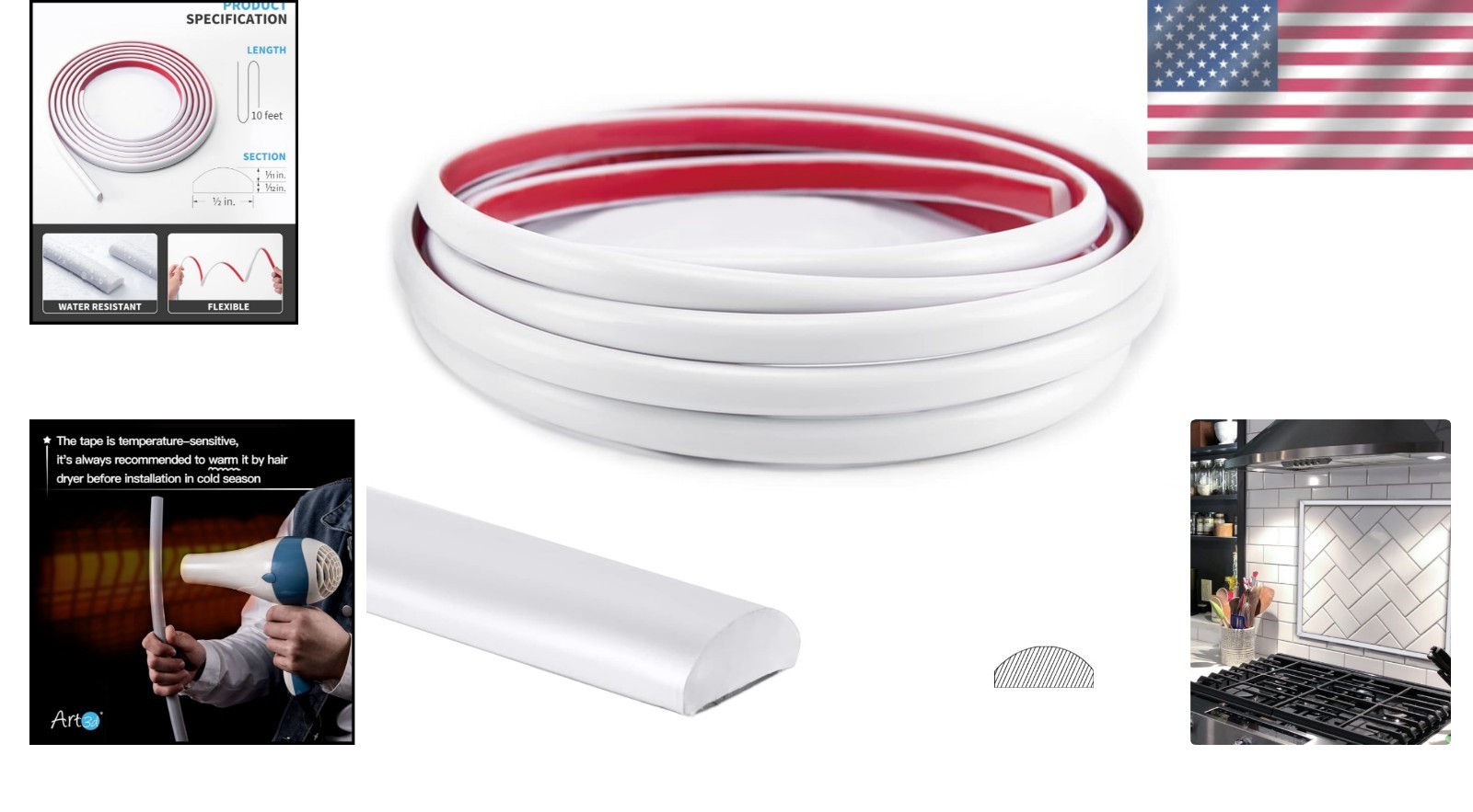 10 Feet Matte PVC Peel and Stick Backsplash Edge Trim – Easy DIY Installation