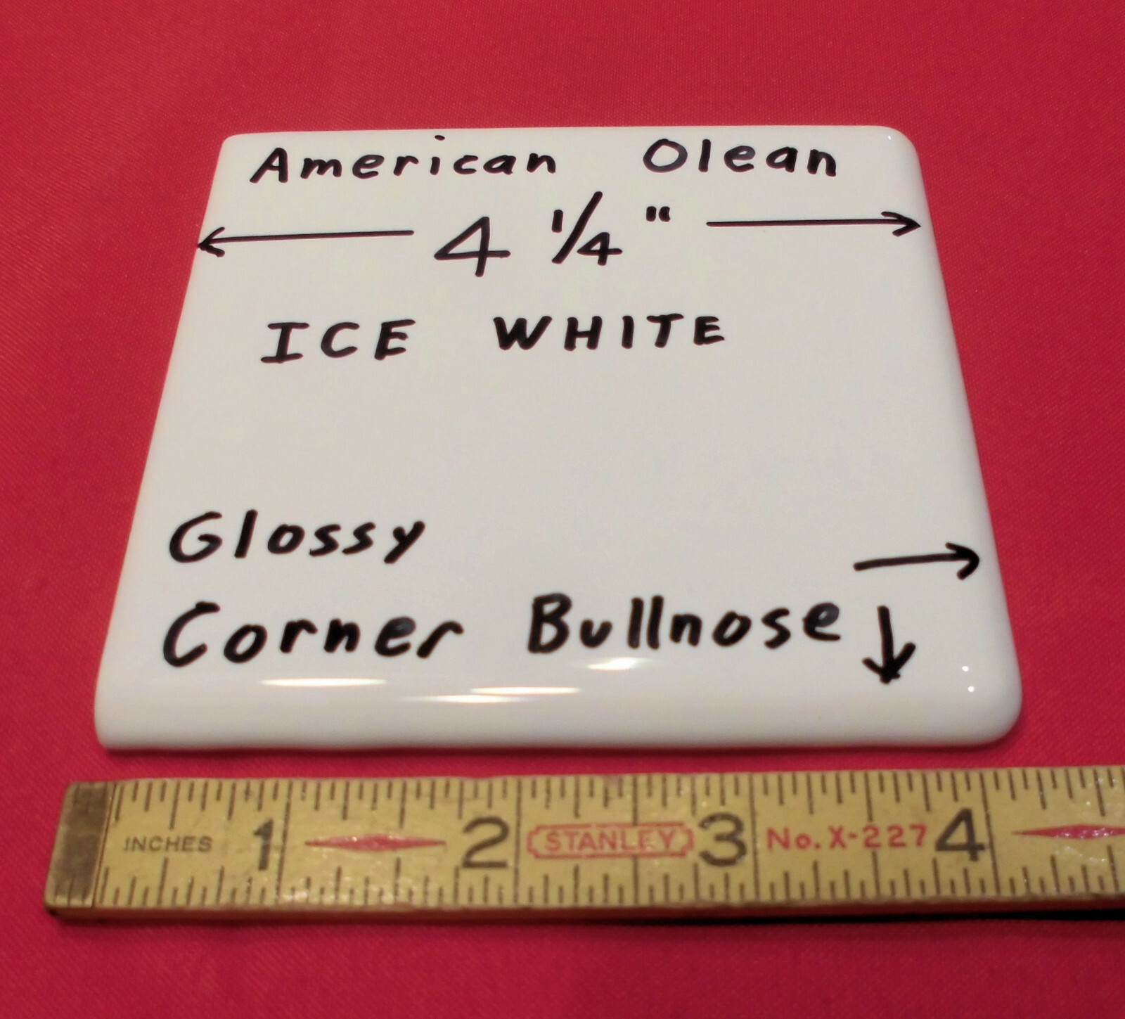 1 pc. *Ice White* Ceramic Tile Corner Bullnose by American Olean 4-1/4″ New