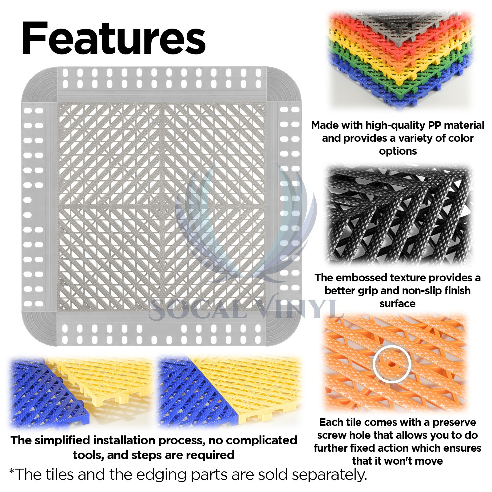Garage Floor Mat Tile Interlocking Perforated Flooring Rubber Basement Auto Shop