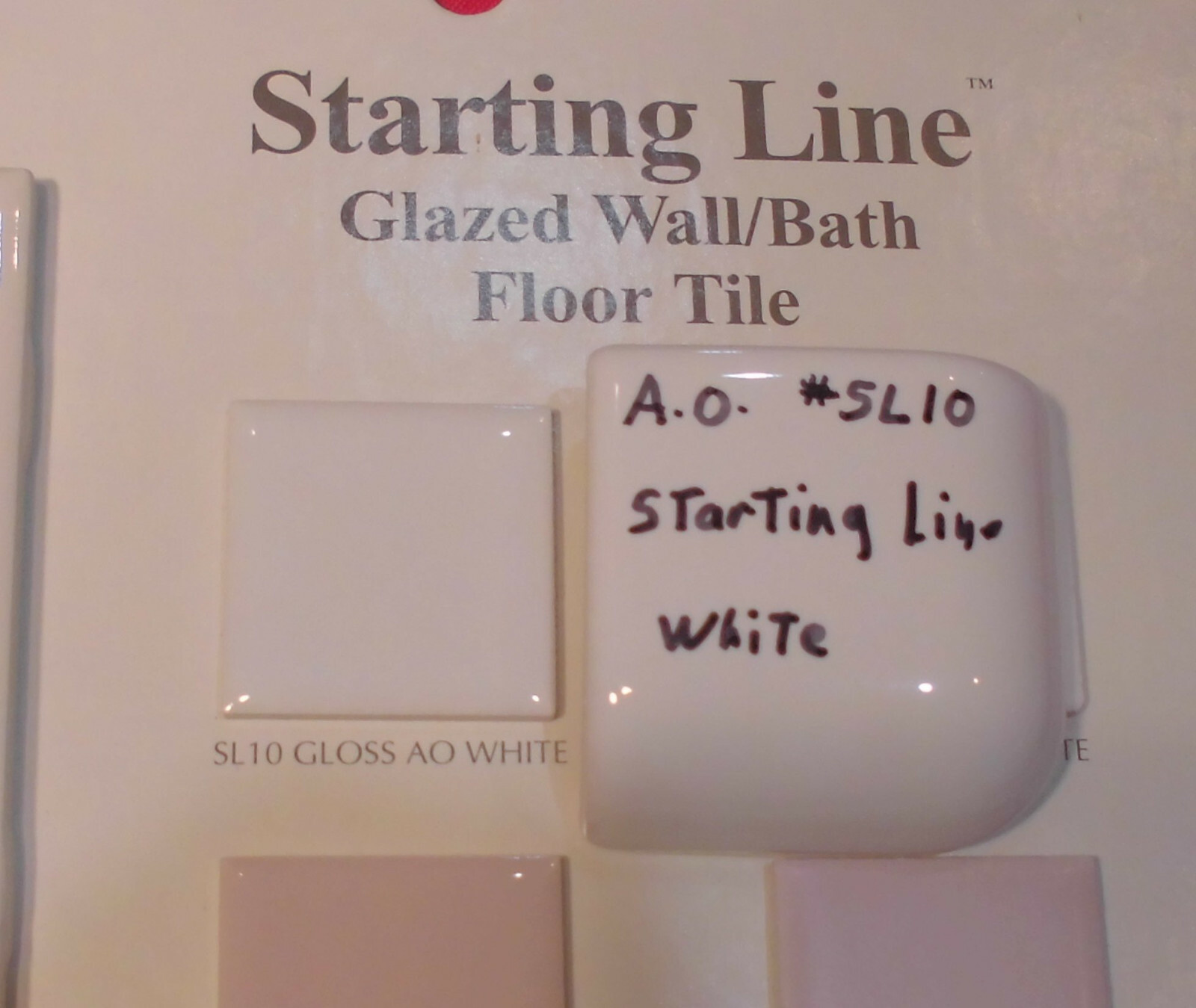 2 pcs. Starting Line White 2″ X 2″ X 5/8″ Ceramic Bullnose Radius Corner Tiles