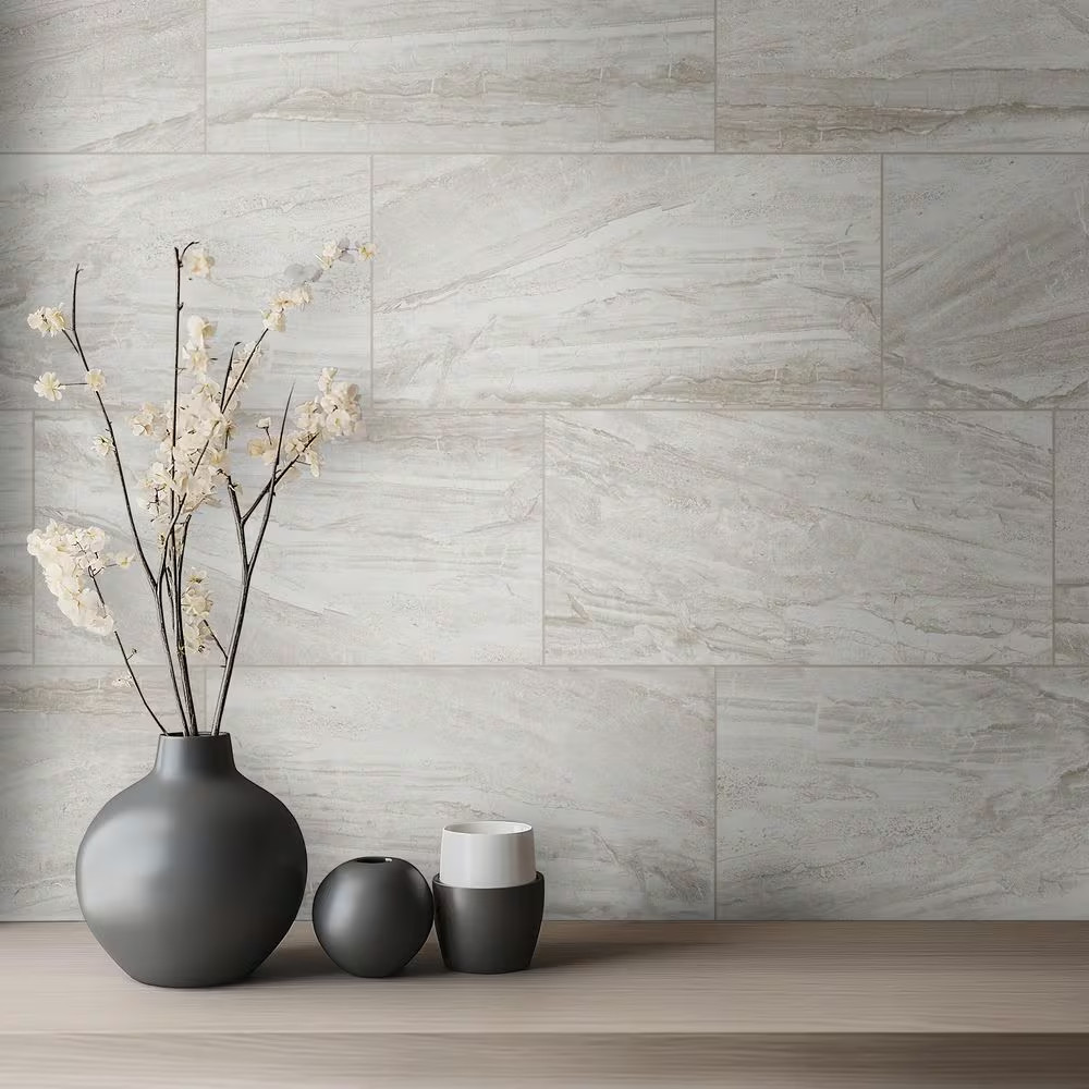 Vigo Gris 12 In. X 24 In. Matte Ceramic Stone Look Floor and Wall Tile (16 Sq. F