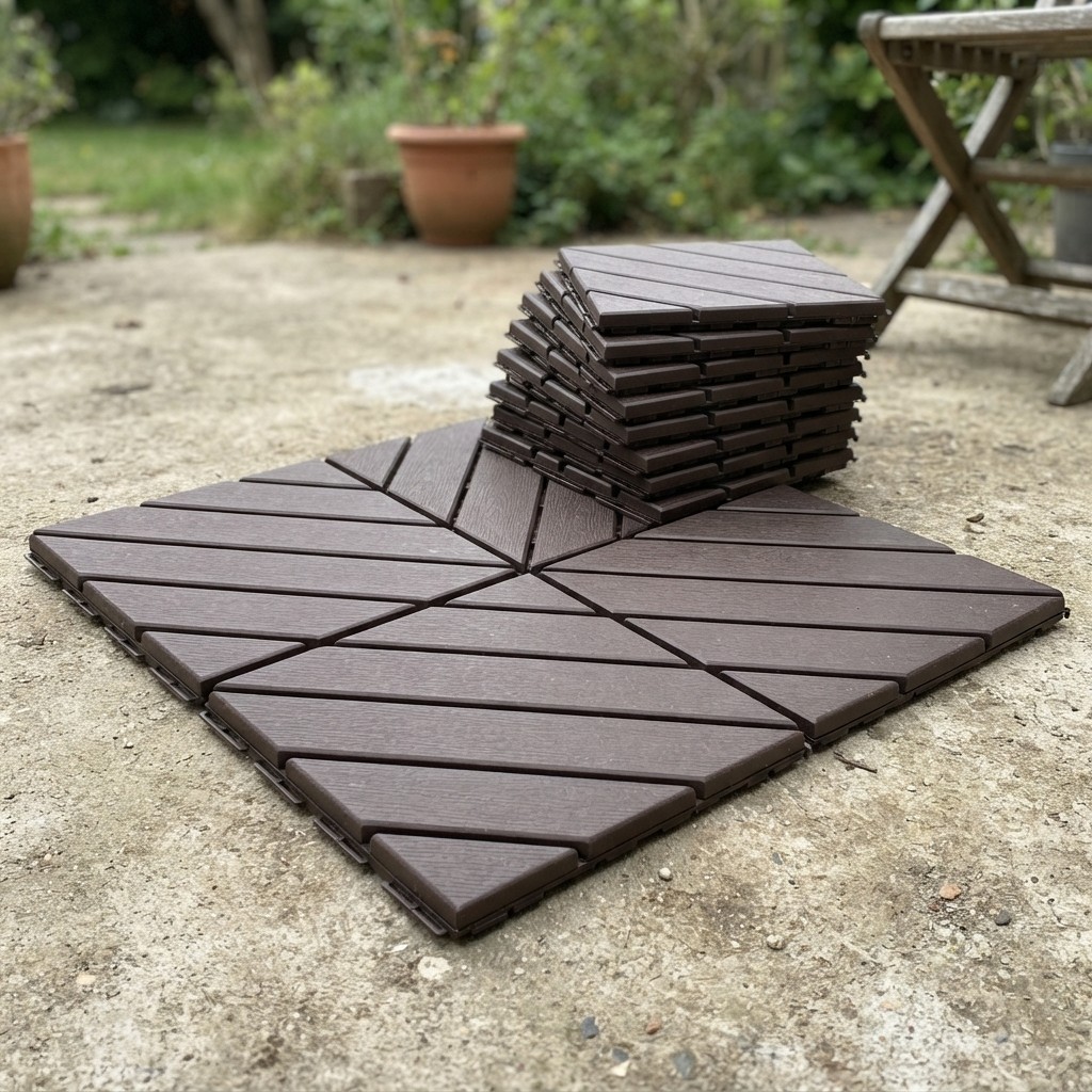 Heavy-Duty Waterproof Outdoor Deck Tiles – 12″x12″ Interlocking Patio Pavers