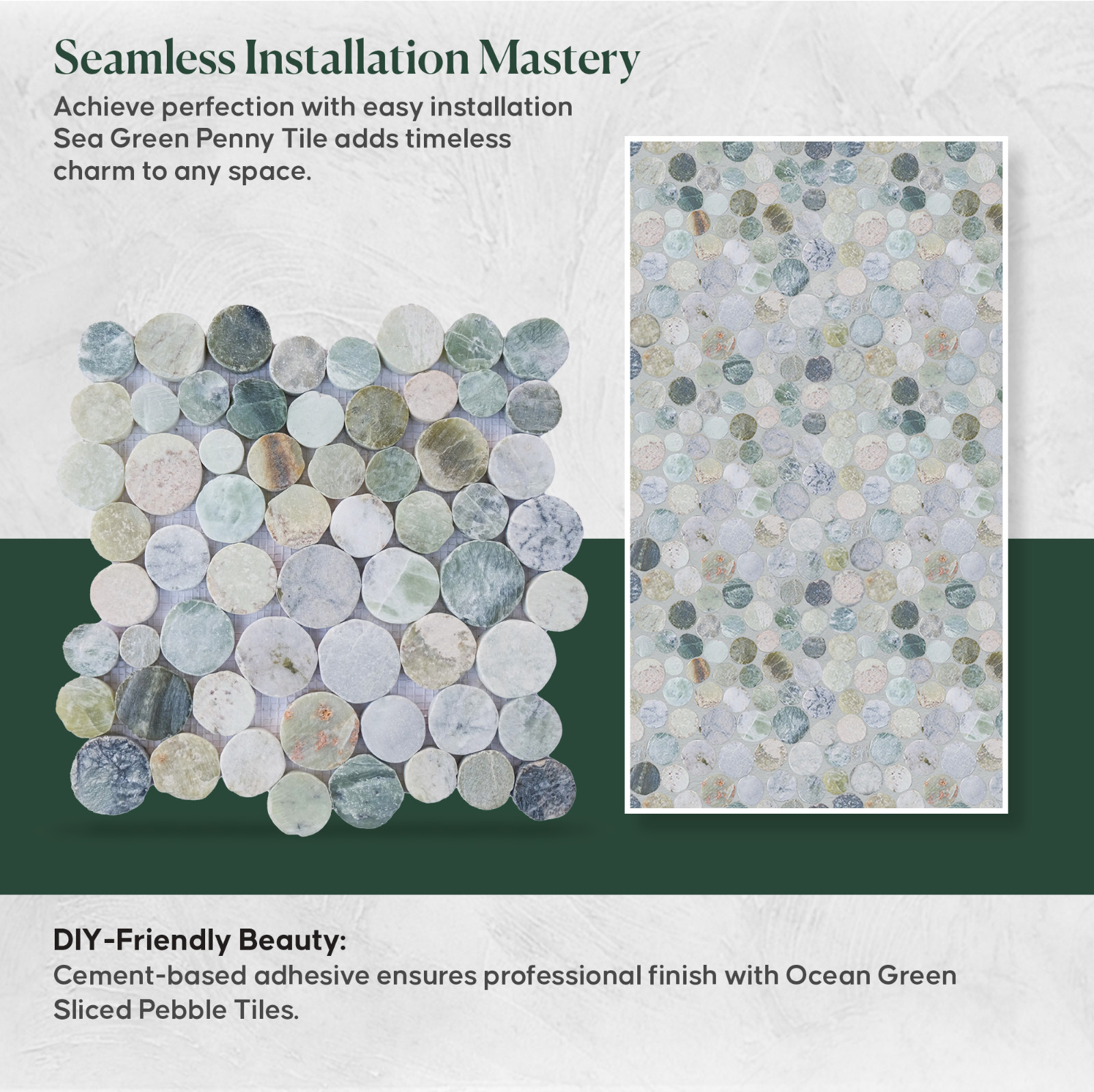 Sea Green Penny Round Pebble Mosaic Wall & Floor Tile ($14.57/SqFt)