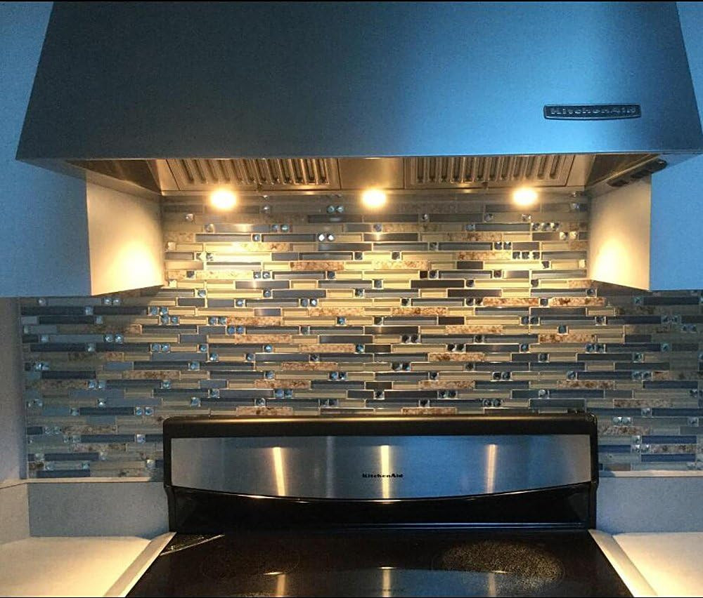 Beach Style Seashell Mosaic Tile Blue Cream White Backsplash 5 Sheets