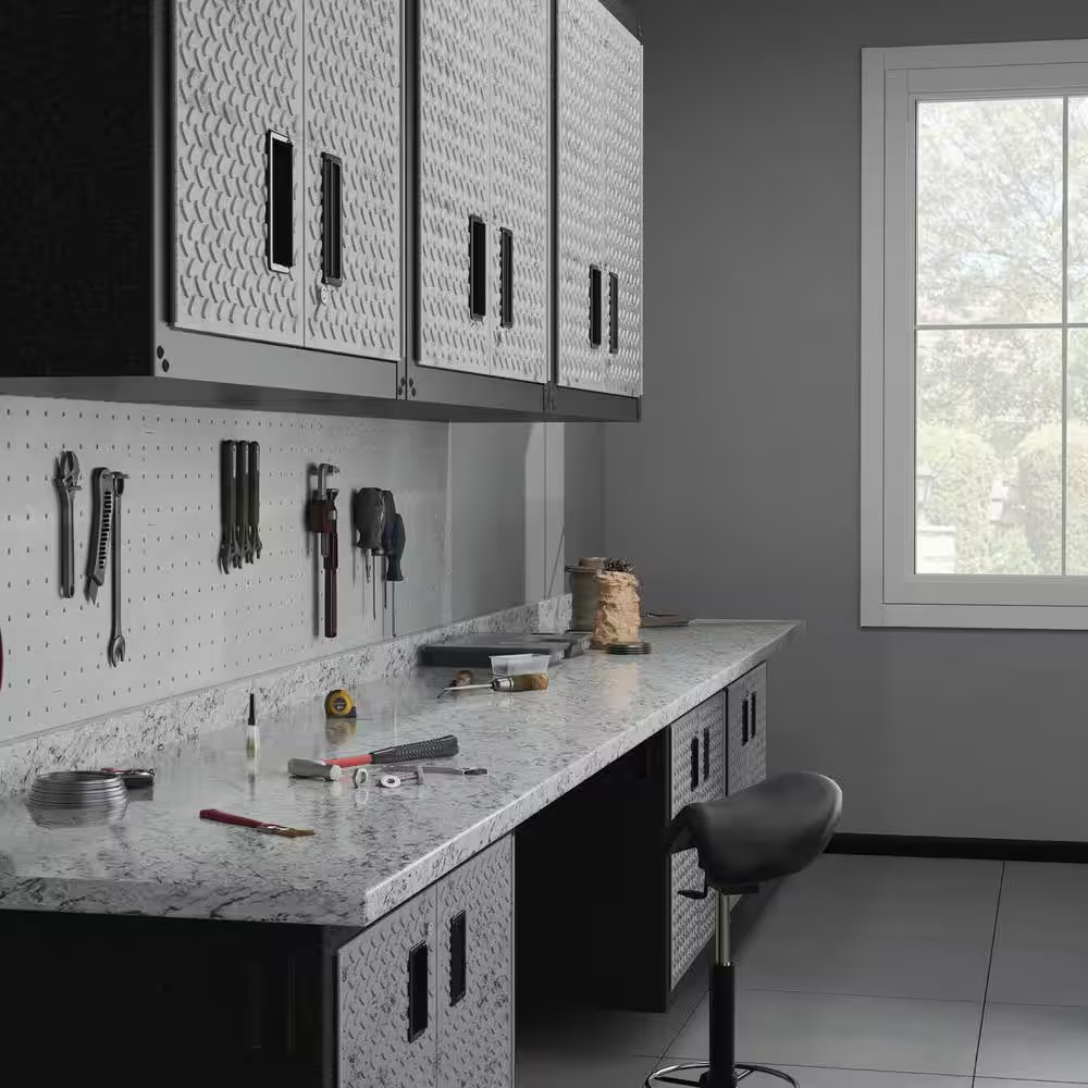 8 Ft. Straight Laminate Countertop All-Inclusive Kit in Textured White Ice Grani