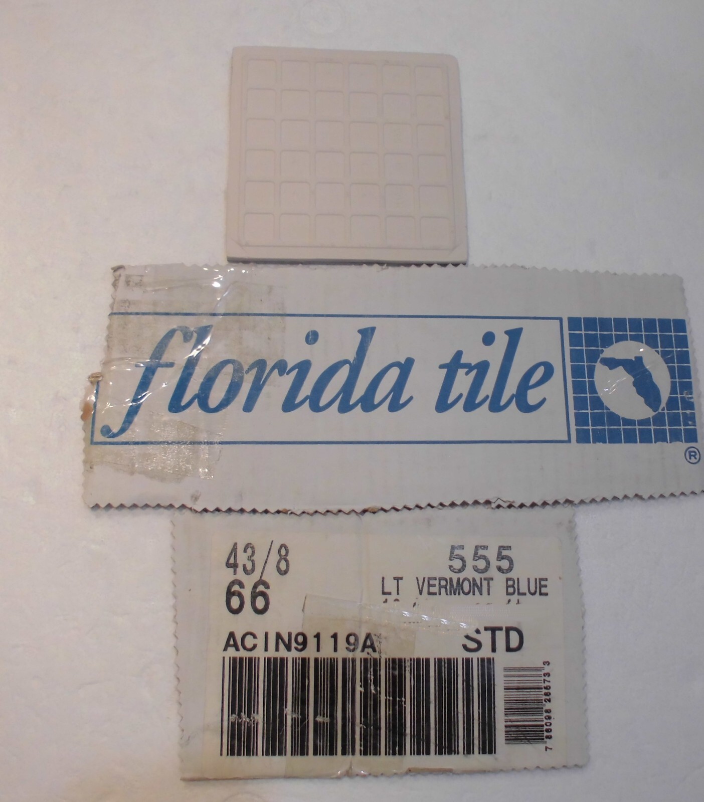 1 pc. Vermont Light Blue: 4-3/8″ Glossy Ceramic Tile by Florida Tile Co. NEW