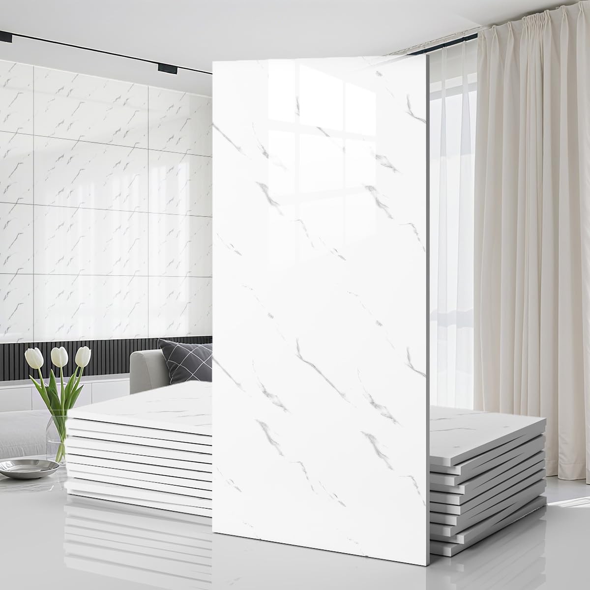 proprodiudiu 10 PCS Marble Peel and Stick Wall Panels 23.6″x11.8″ Sticker