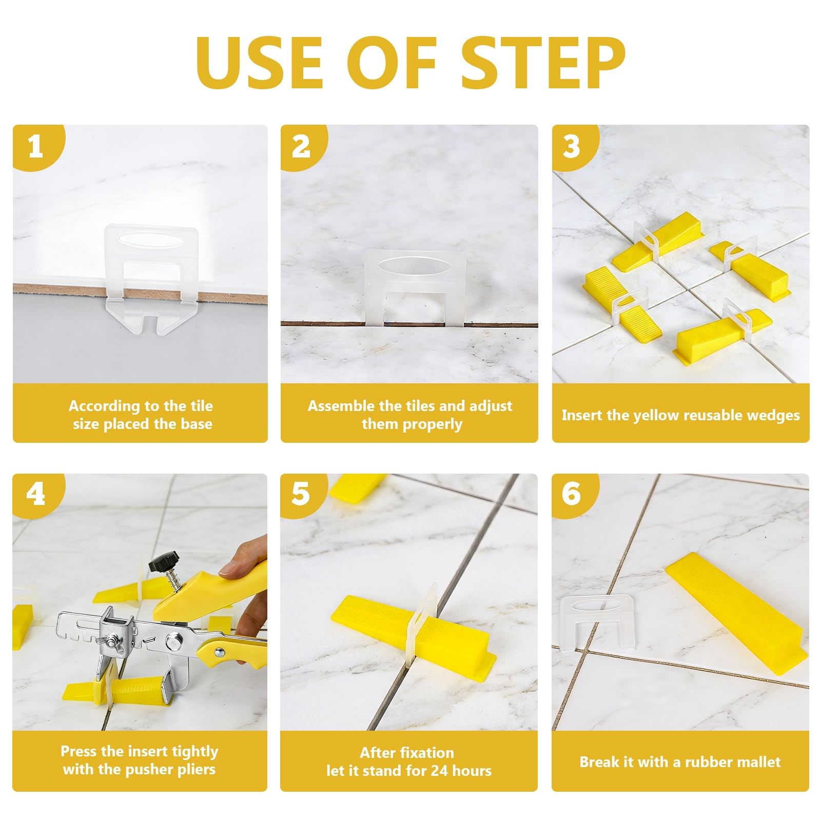 Tile Leveling System Kit with Tile Plier, 300pc Leveling Clips & 100pc Reusab…