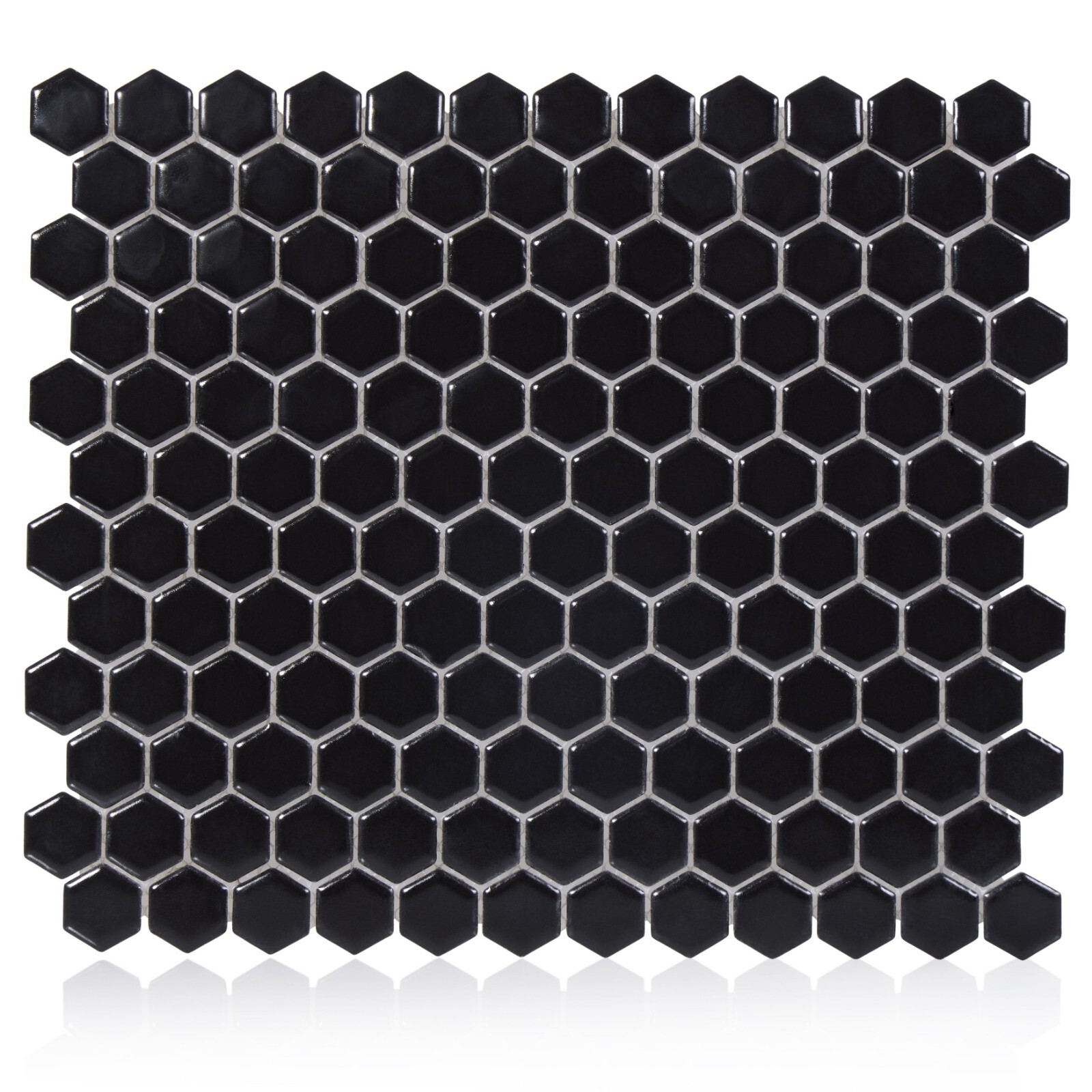 Industry Tile Hexagon Black 1-Inch Satin Mosaic Tile – 20 pcs per case