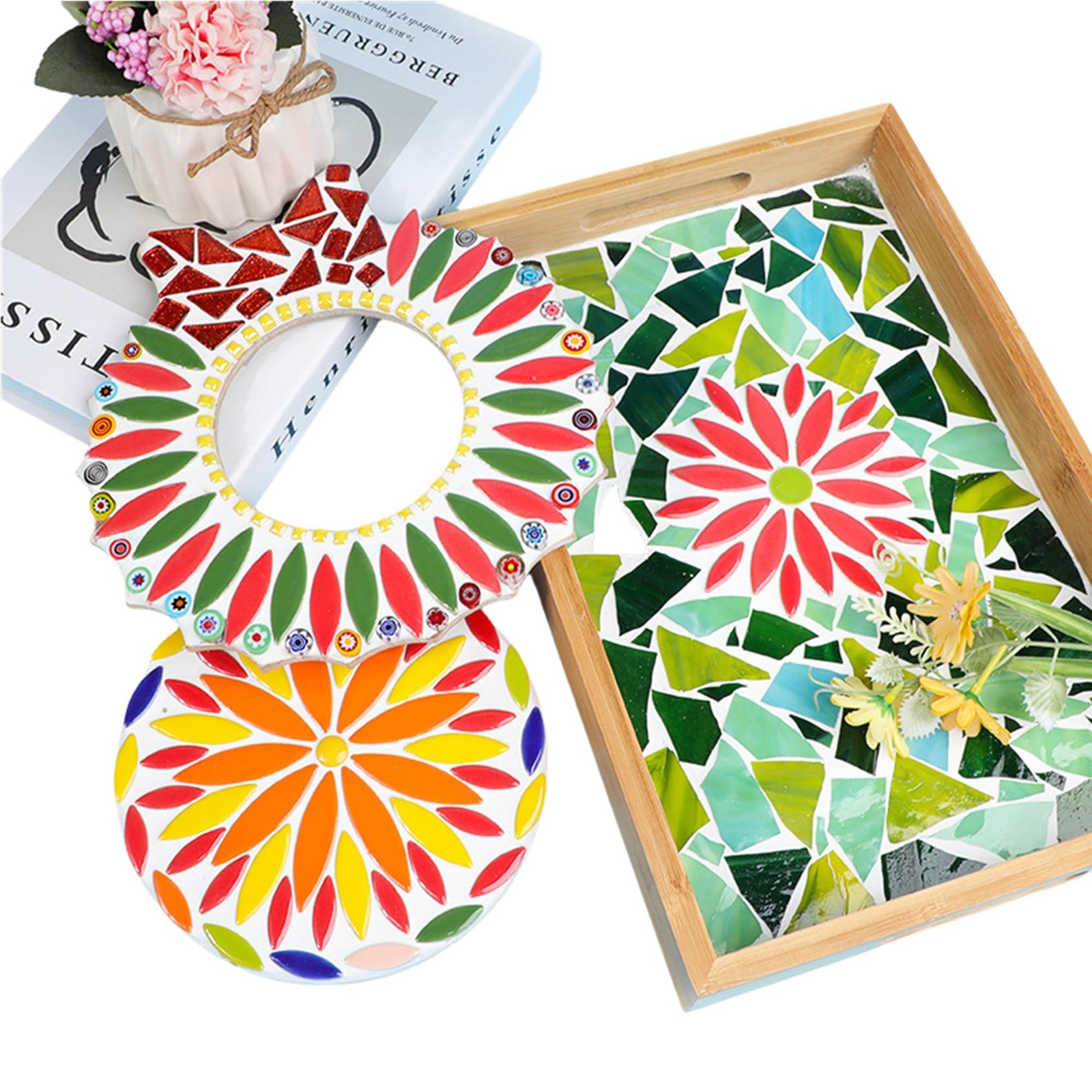 Leaf Petal Ceramic Mosaic Tiles for Crafts, 500g/1.1LB Irregular Mosaic Piece…