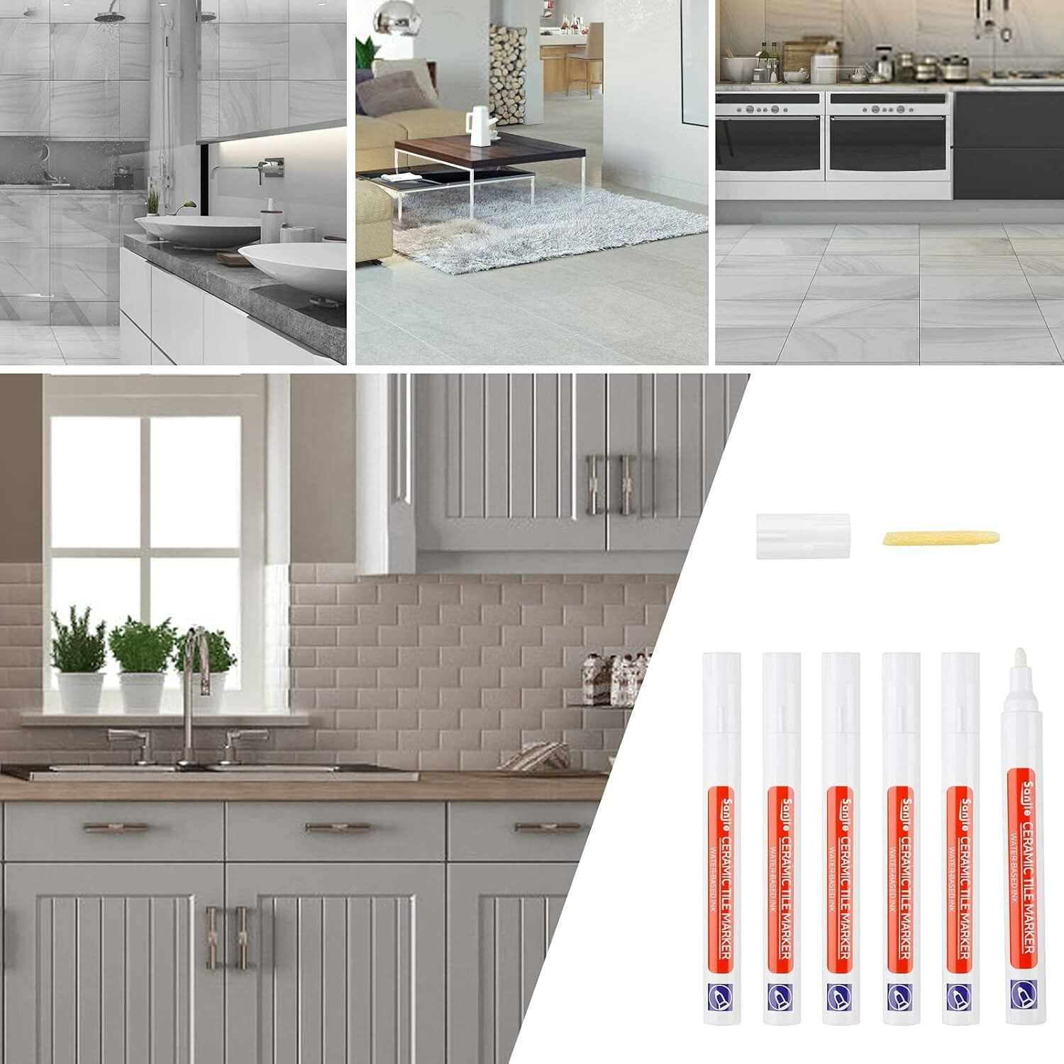 6 Pcs Grout Pen Tile Paint Marker: Waterproof Tile Grout Colorant and Seale