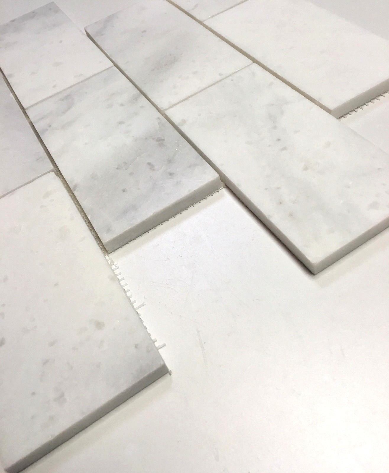 White Carrara 3×6 Polished Marble Tile Backsplash Wall Floor Kitchen Bath