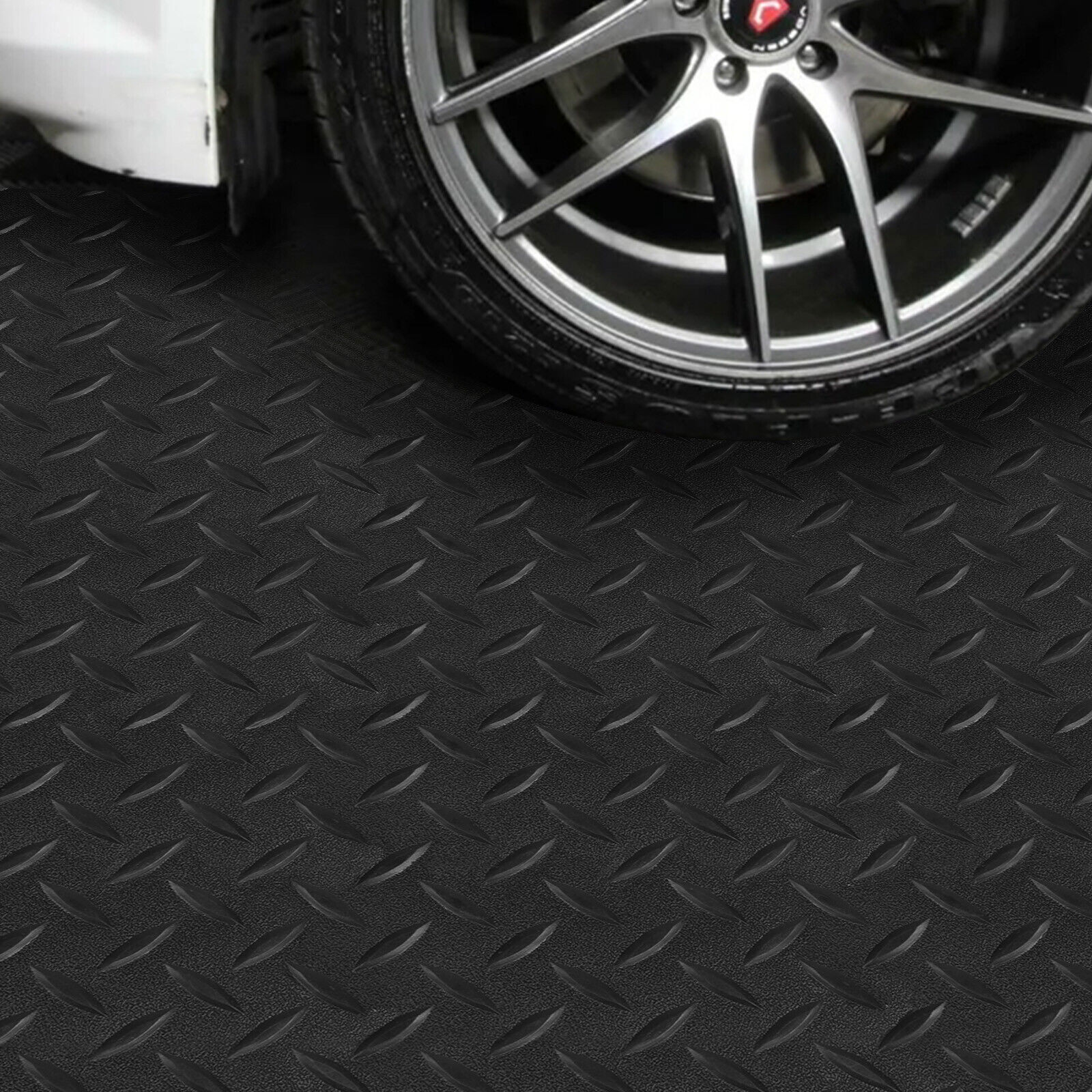 Black Garage Gym Floor Mat Roll PVC Vinyl Cart Truck Flooring Protector Non-Slip
