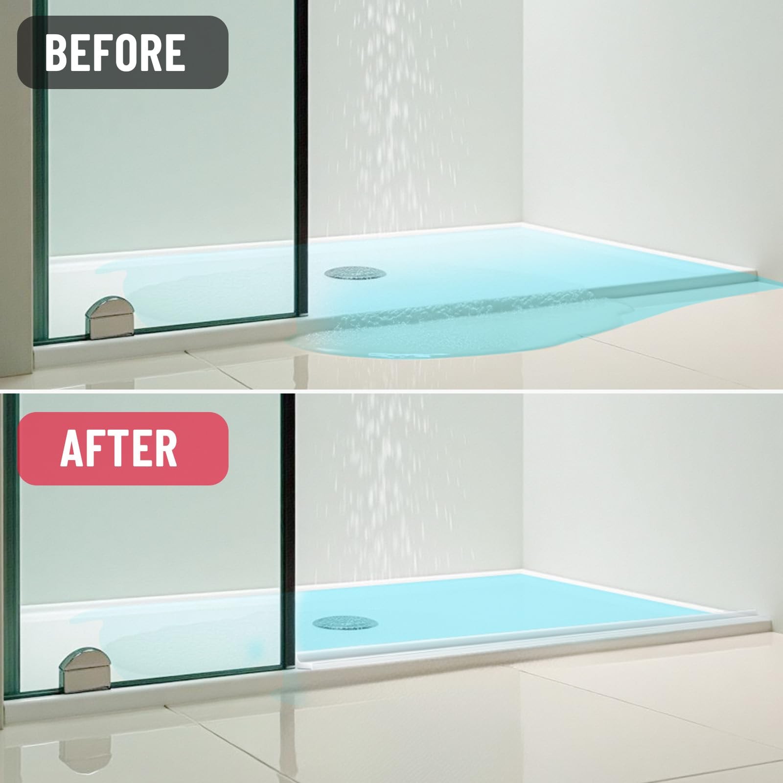 Shower Threshold Water Dam Guard – Self-Adhesive Silicone 39inch, Transparent