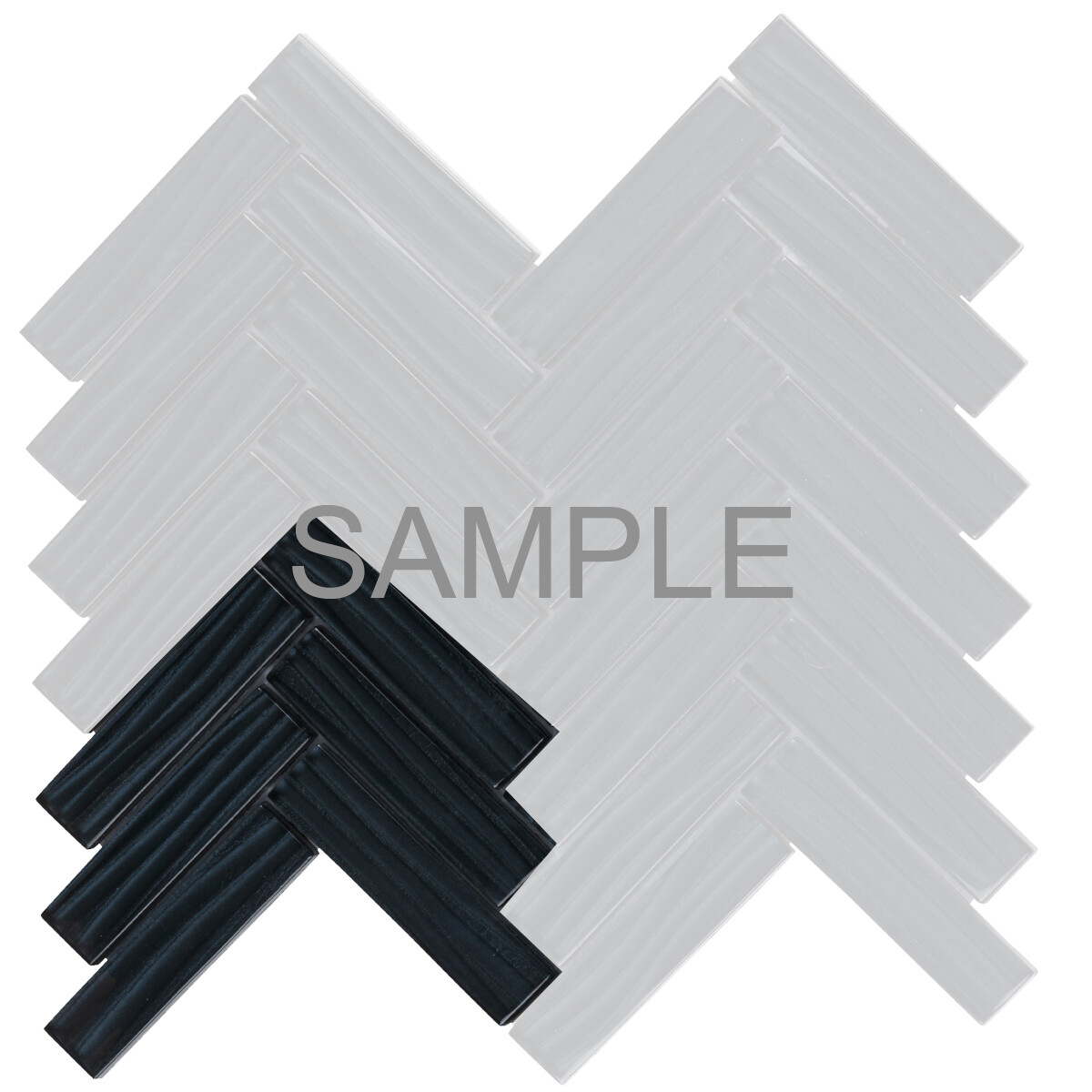 Black Metallic Wave Cold Spray Glass Mosaic Tile Herringbone Kitchen Backsplash