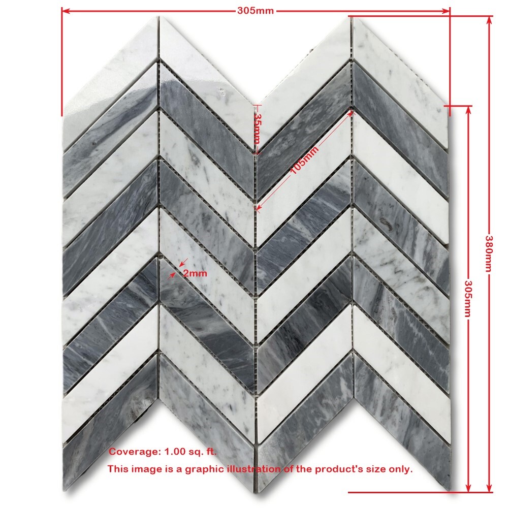 G7CXH Italian Calacatta Gold Marble 1×4 Chevron Mosaic Calcutta Tile Honed