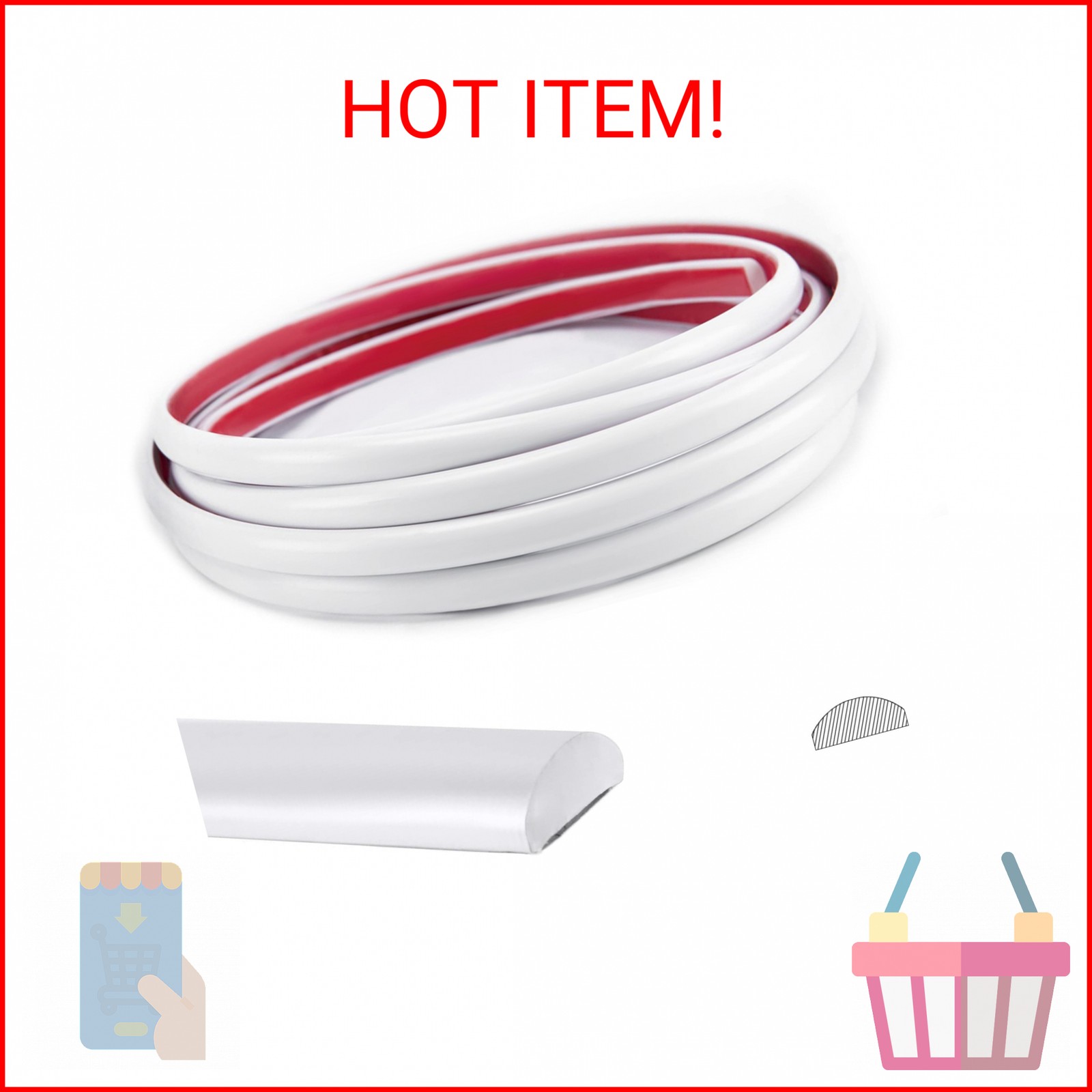Art3d 10 Ft Peel and Stick Trim for Backsplash Tile Edge, Self-Adhesive Liner fo