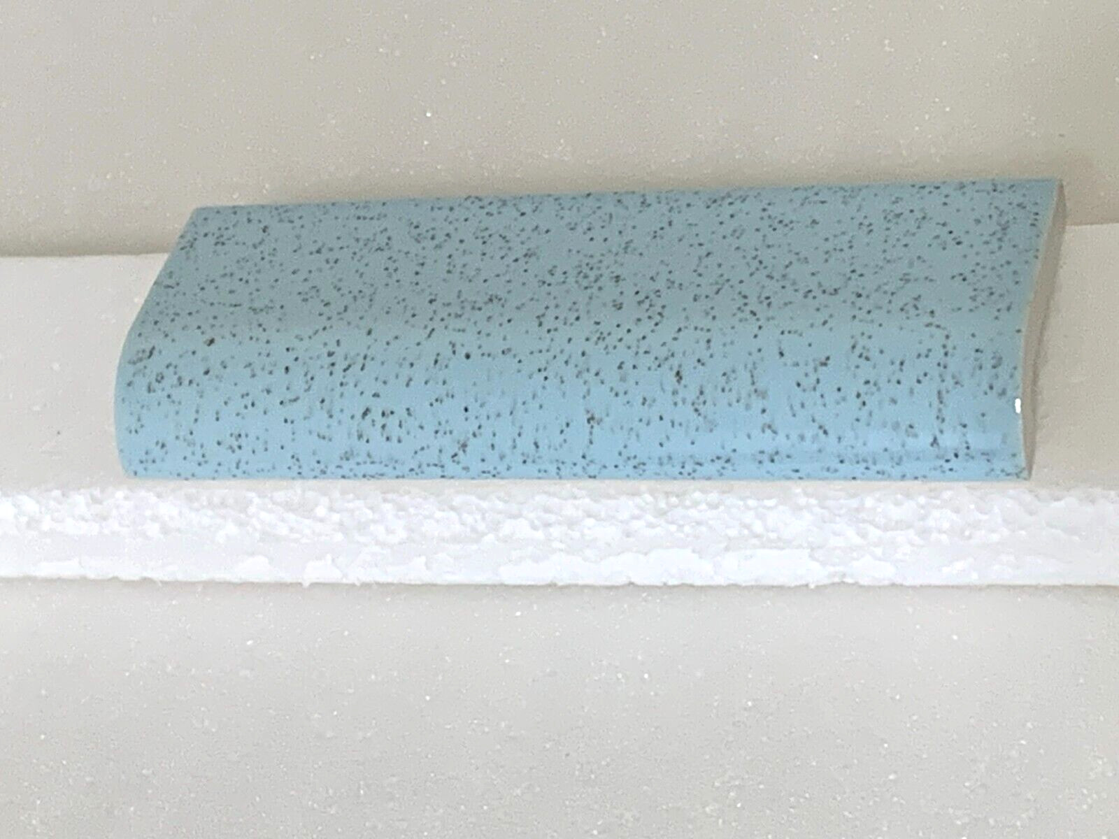 Vintage Stylon ceramic tile Stardust Blue/Speckled Black 2″ x 6″ Radius Bullnose