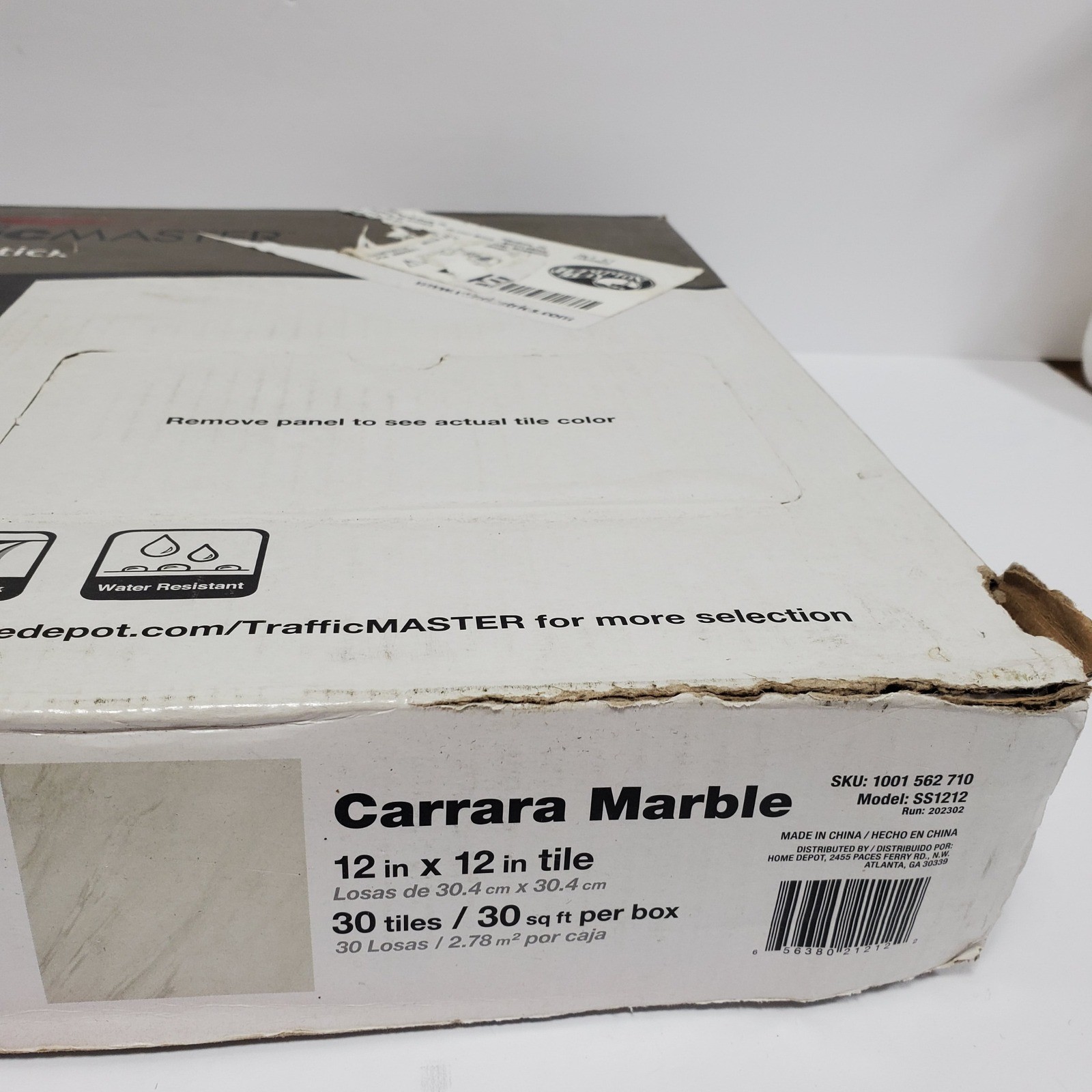 TrafficMaster Peel and Stick Carrara Marble Vinyl Floor Tile 12×12 30sqft SS1212