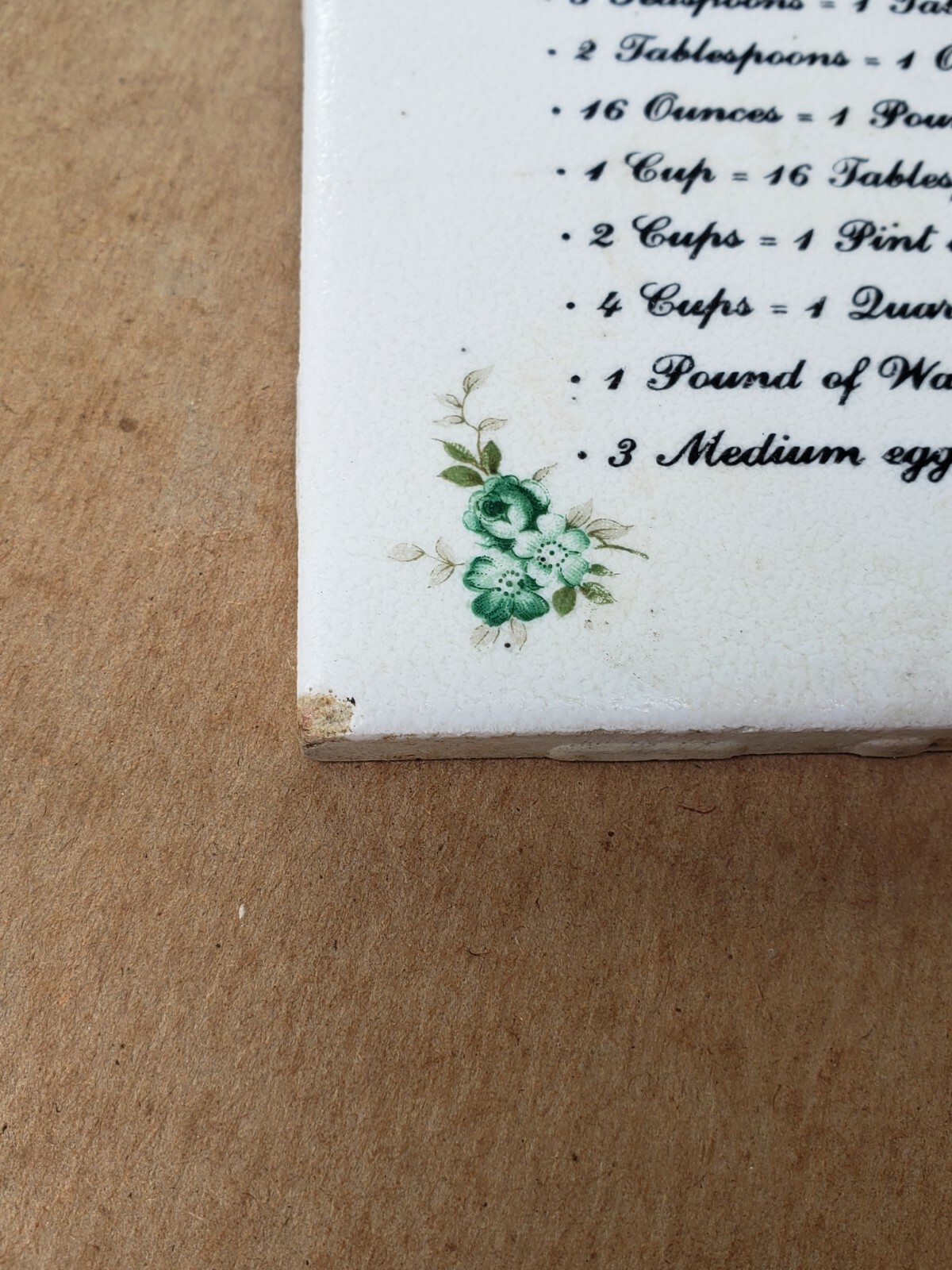 Vntg CGSC Ceramic tile 4-1/4 table of weights & measurements or equivalent USA