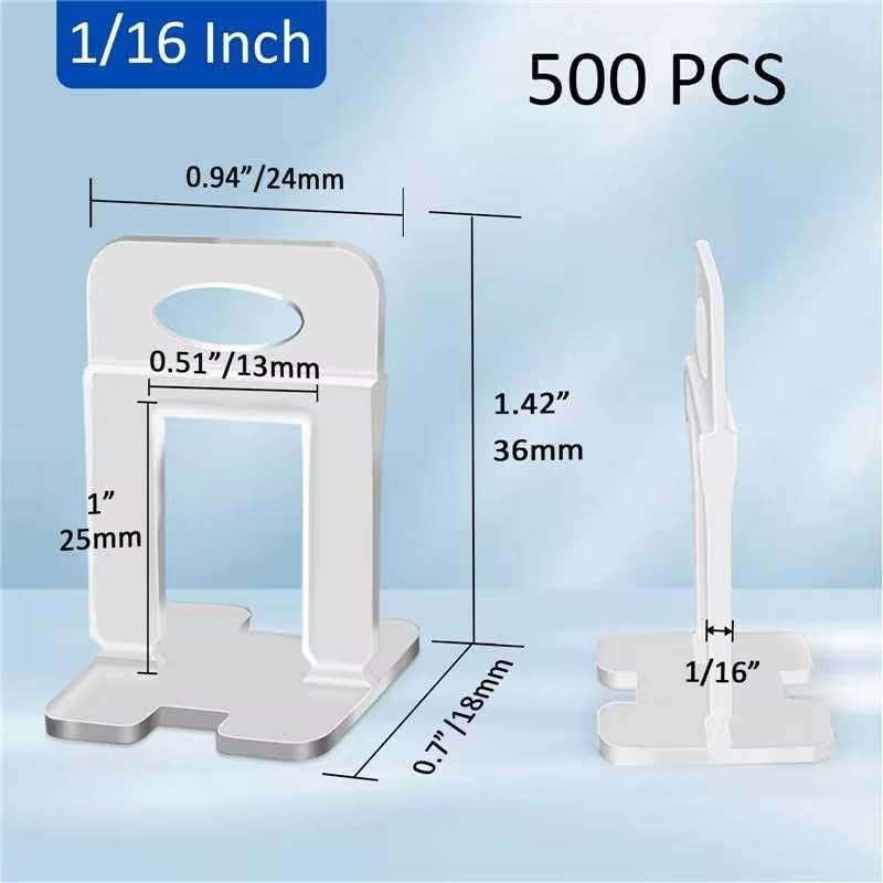 500-Piece Tile Leveling System with 1/16″ Spacers – Professional Quality Clips