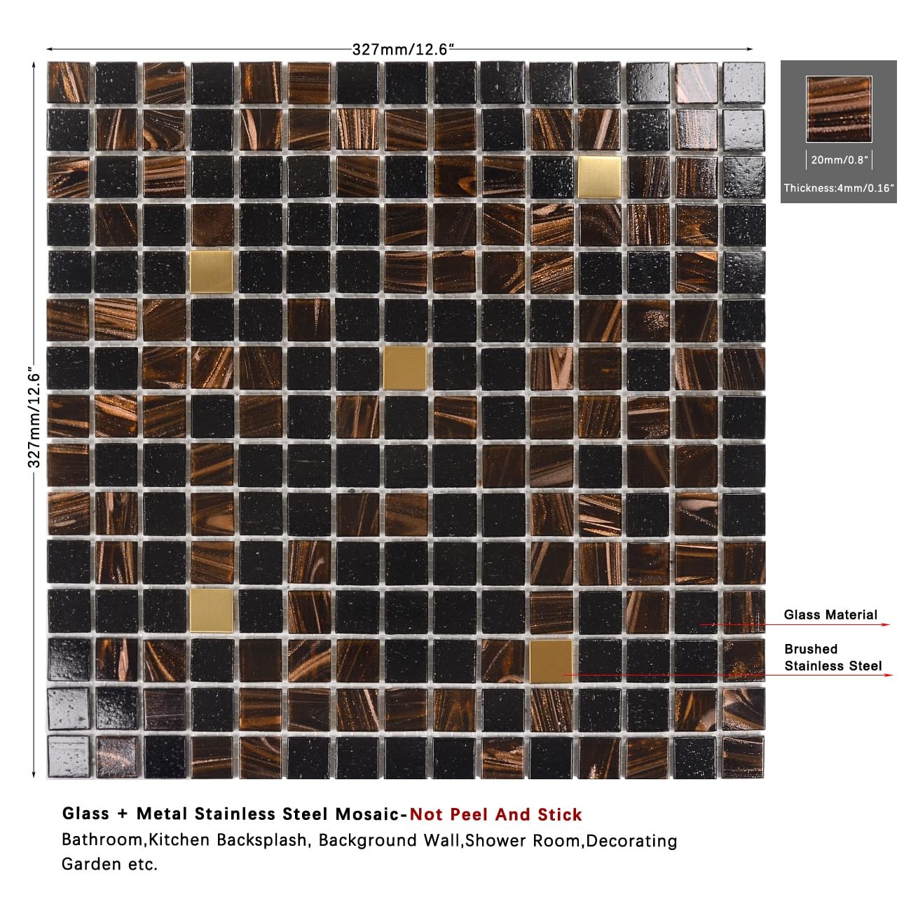 11.5sqft Bathroom Wall Tile, Pool Tile, Garden DIY, Kitchen Backsplash, Glue …