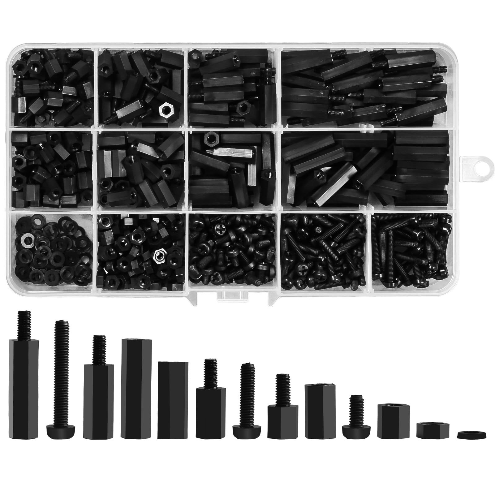 Meafeng 600PCS M3 Male Female Nylon Hex Spacer Standoffs M3, Black