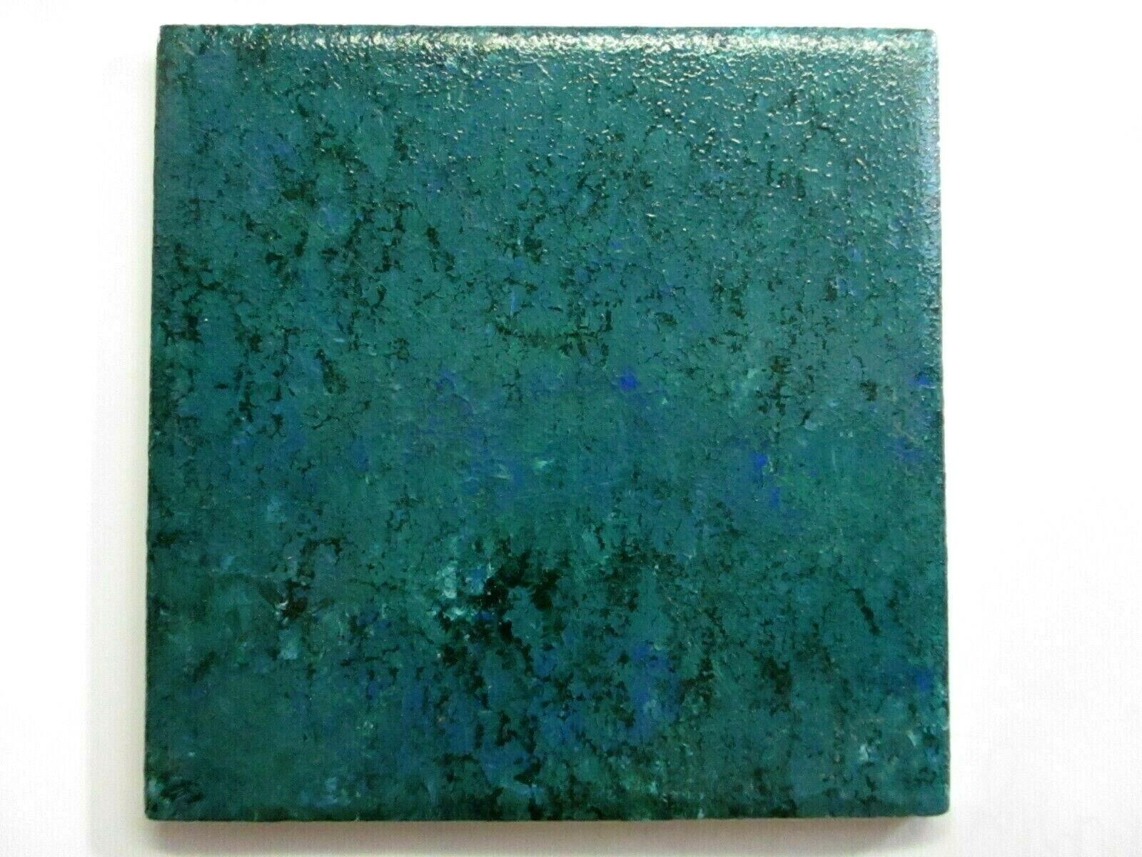 1 Wall Tile US Ceramic USA 4-1/4″ Hand Painted Turquoise Green over Snow White