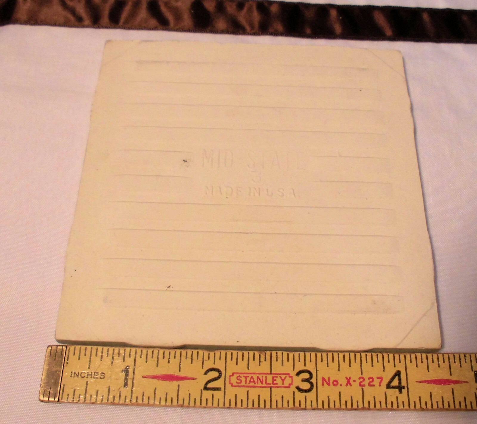 1 pc. Vintage Ceramic Tile *Surf Green* 4-3/8″ by Mid-State Tile Co. (NOS)