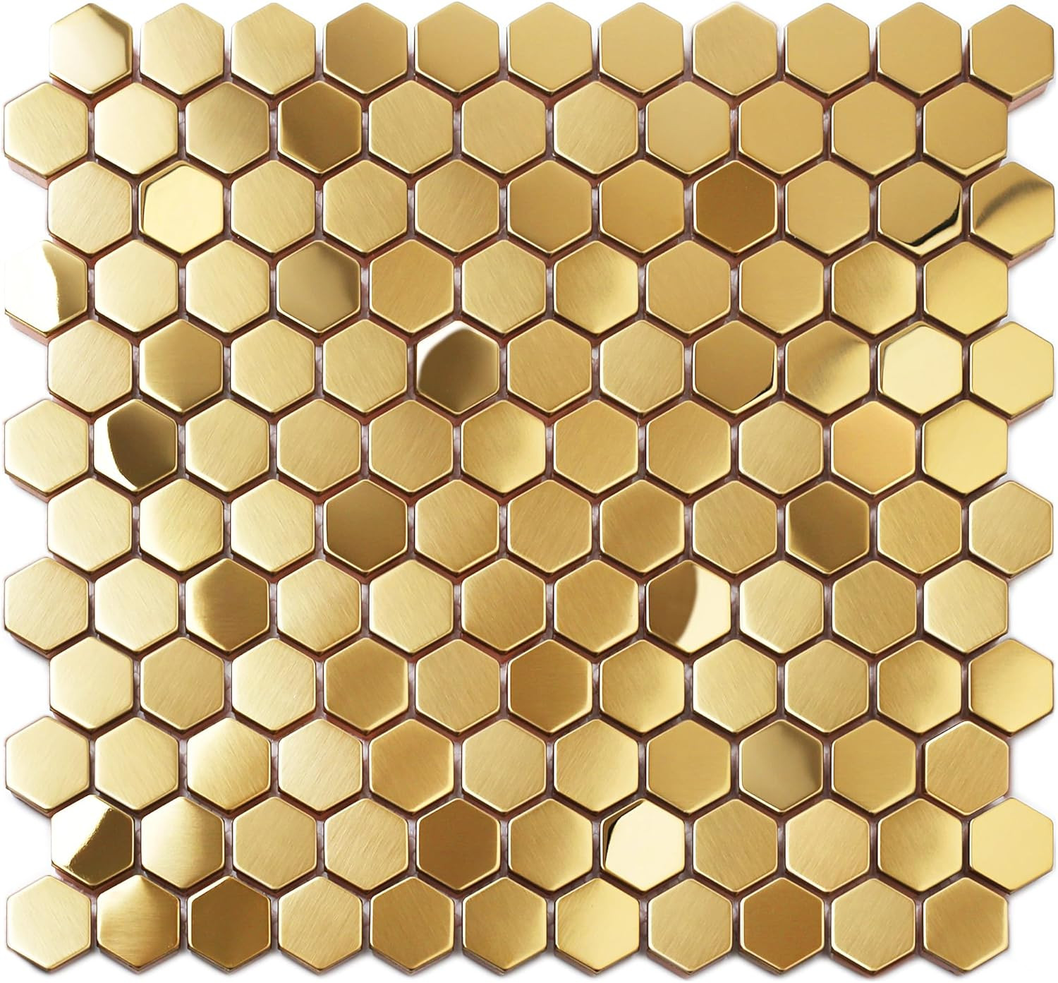 Hexagon Gold Backsplash Tiles Metal Mosaic Tile Stainless Steel Brushed/Shiny Ki